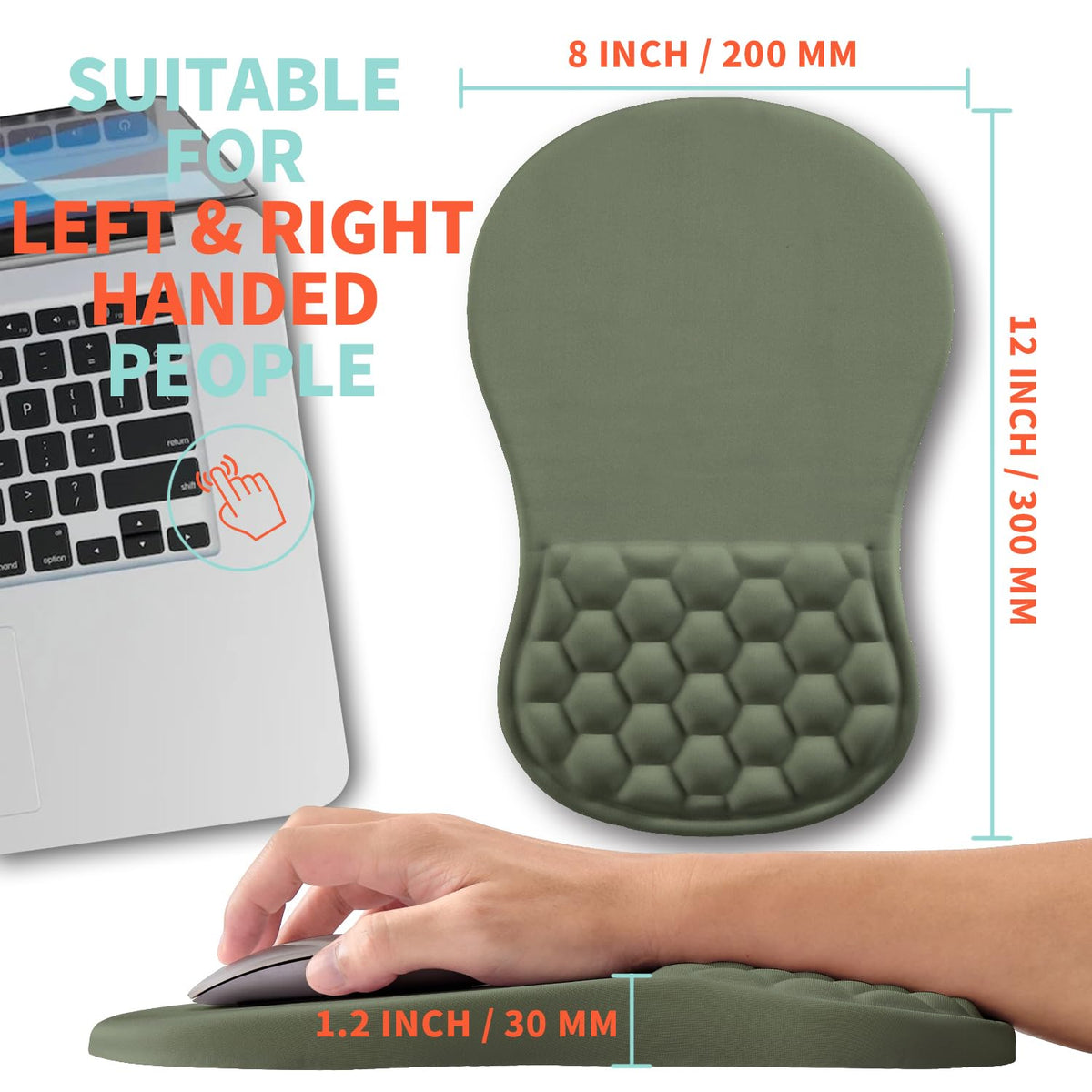 Kuosgm Ergonomic Mouse Pad Wrist Support with Memory Foam Massage Bulge, Carpal Tunnel Pain Relief