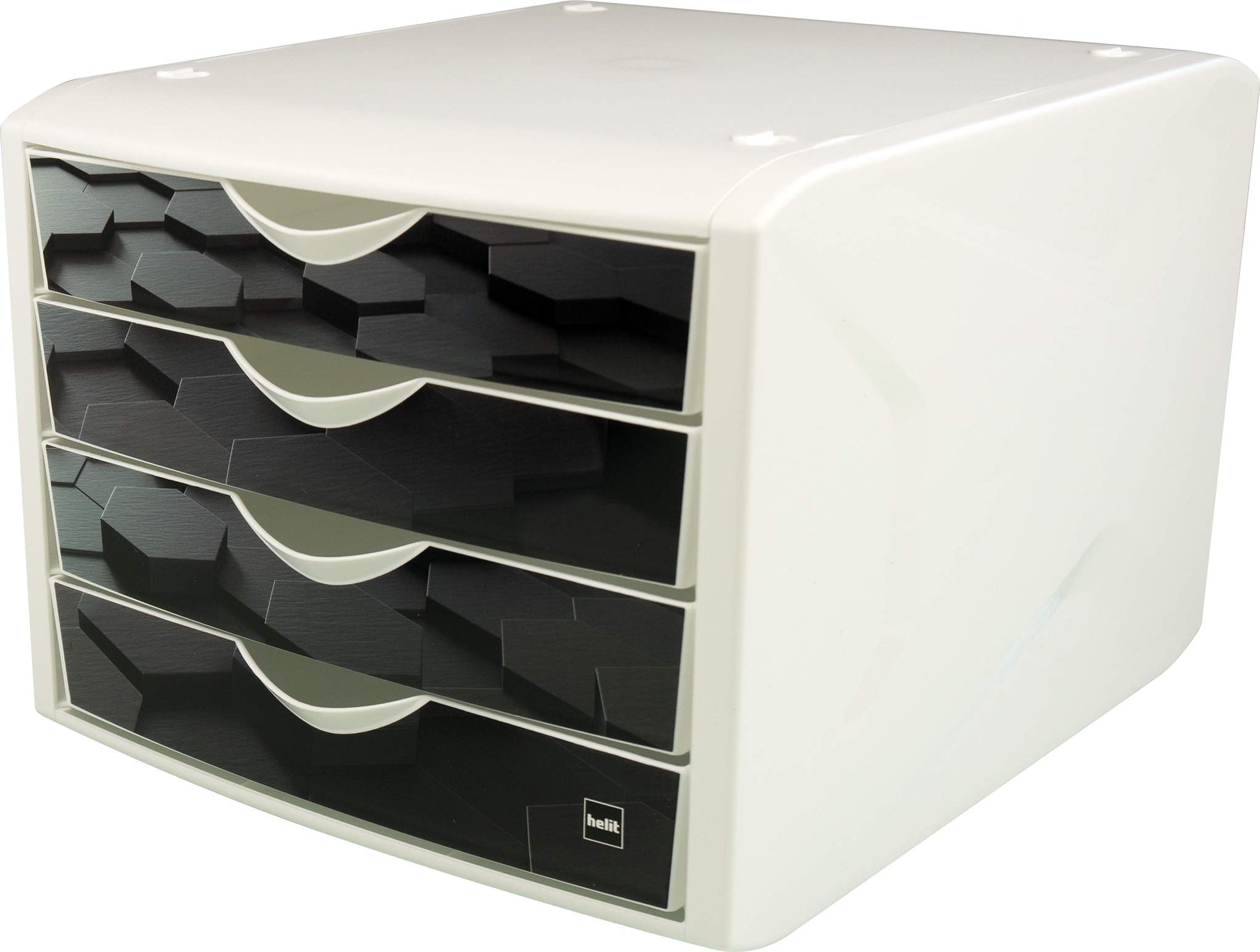 Helit H6129695 - The Chameleon Drawer Box 4 Drawers for DIN A4 Format Dark Hexagon, Pack of 1