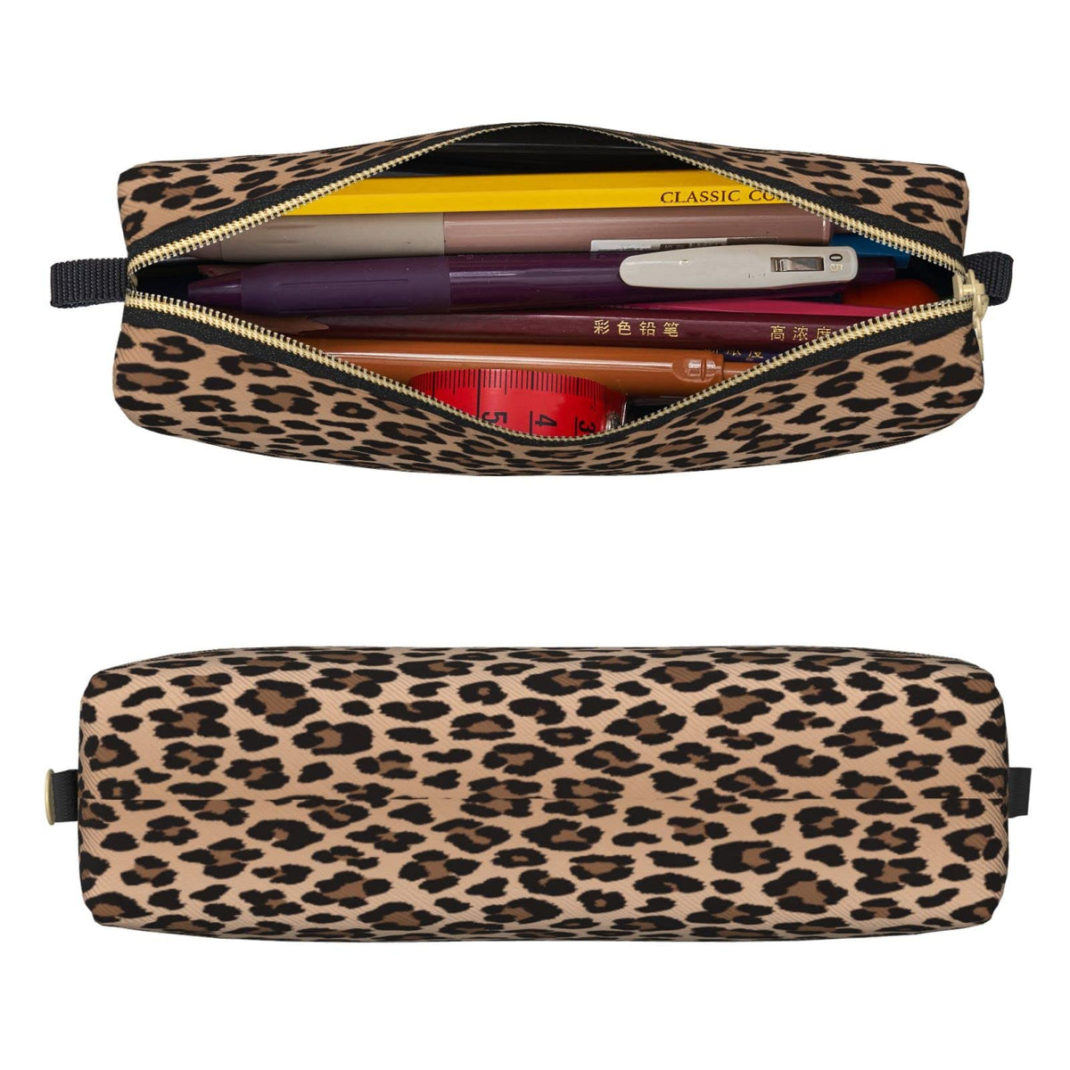 IMPCOKRU Small Pencil Bag Study Pencil Bag Key Pouch,Brown Leopard,Stationery Storage Pencil Case