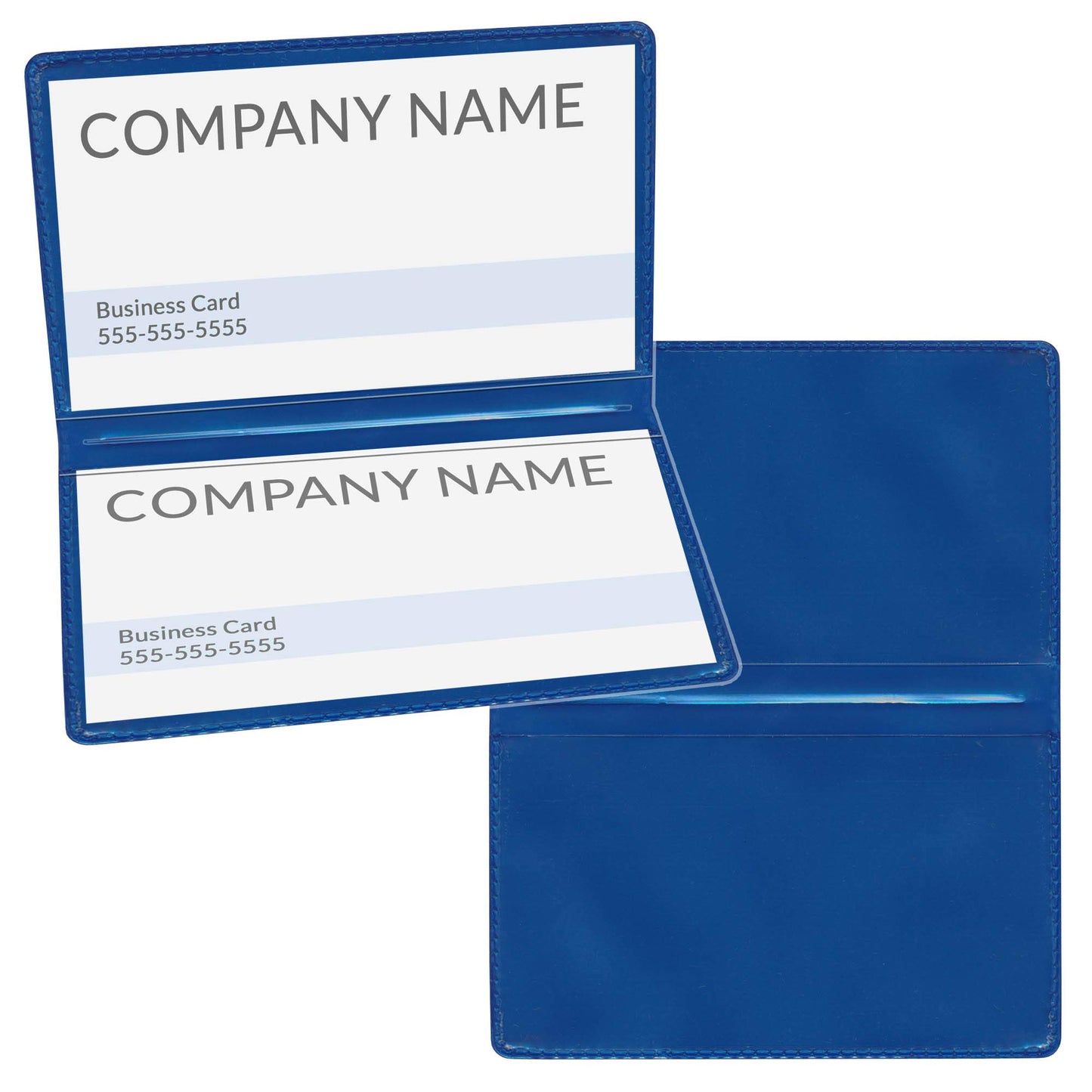 StoreSMART Metallic Blue Folding Business Card Holders - 50 Pack - Polypropylene Plastic