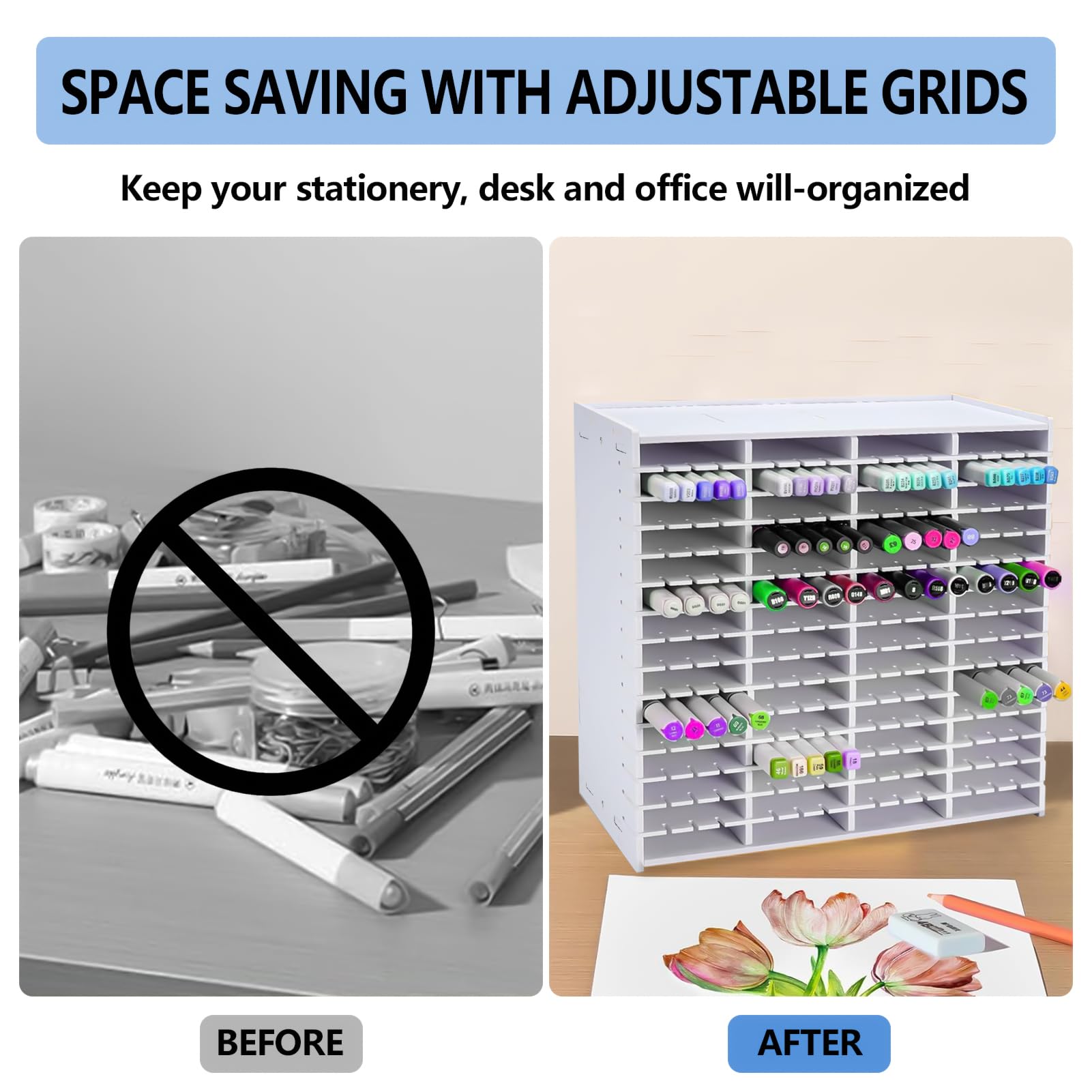 Yrangee Marker Organizer,240 Slots Marker Storage Organizer with Divider