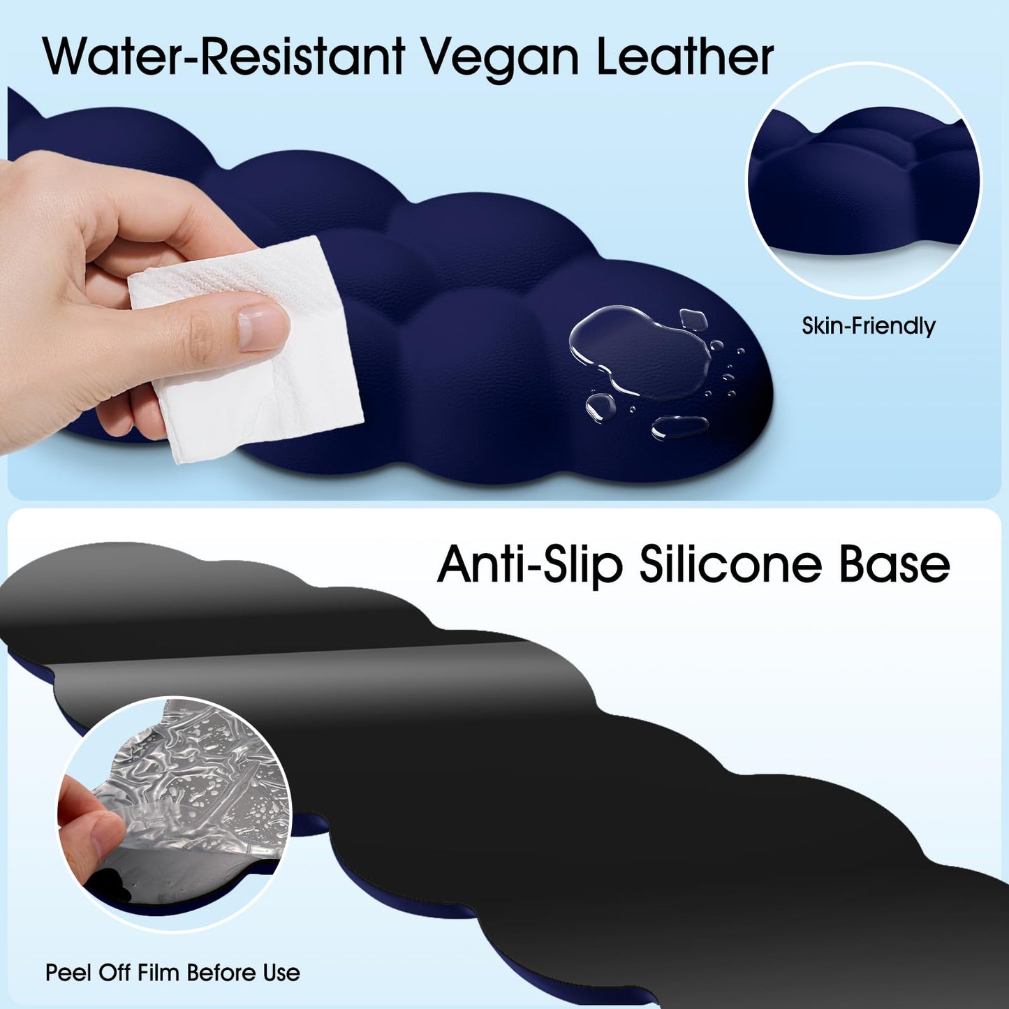Retuhapy Cloud Wrist Rest Keyboard Cushion and Cloud Mouse Pad, Dark Blue