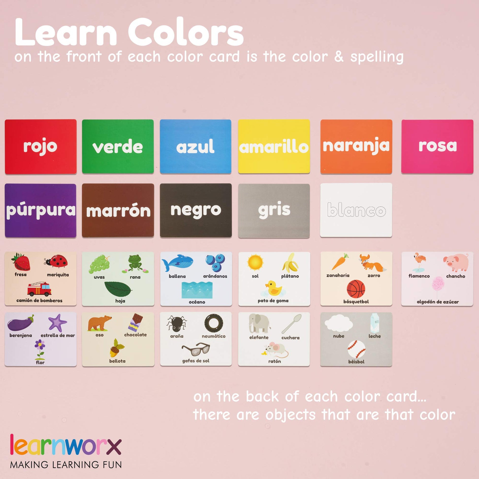 Spanish Flash Cards for Kids and Toddlers - 101 Cards - 202 Sides - Learn Shapes, Numbers, Colors