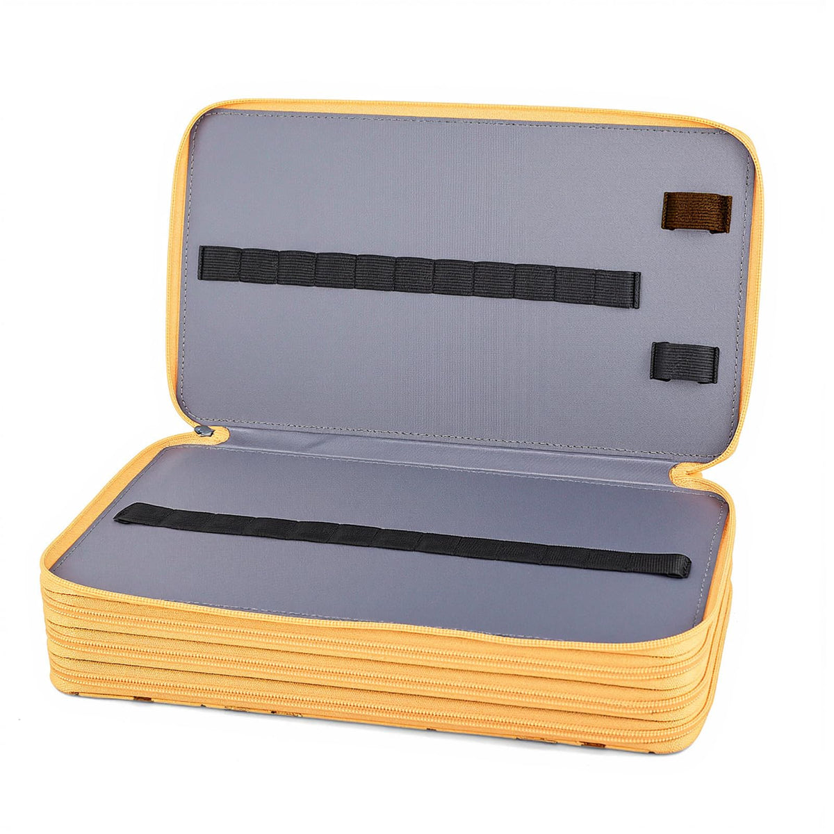 Vomgomfom 300 Slots Marker Case 4-Layer PU Leather, Handle, Yellow Flower
