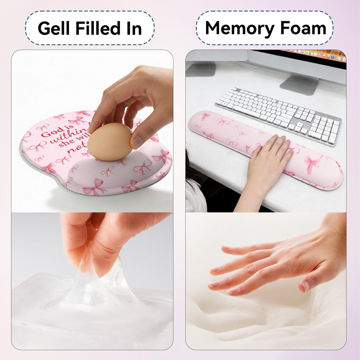 Desk Mat Set + Keyboard and Mouse Pad with Wrist Rest Support,4-in-1 Large Mousepad Computer Mats