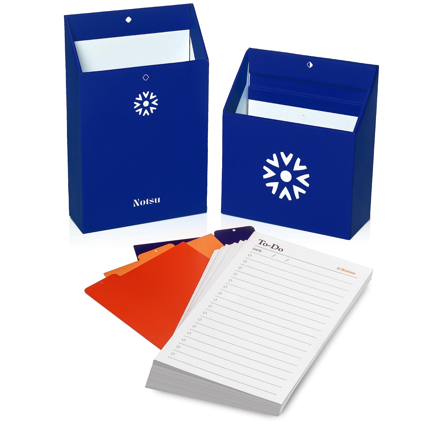 Notsu Centre Rise 3x5 Index Card Holder with 50 To Do List Cards (Blue)