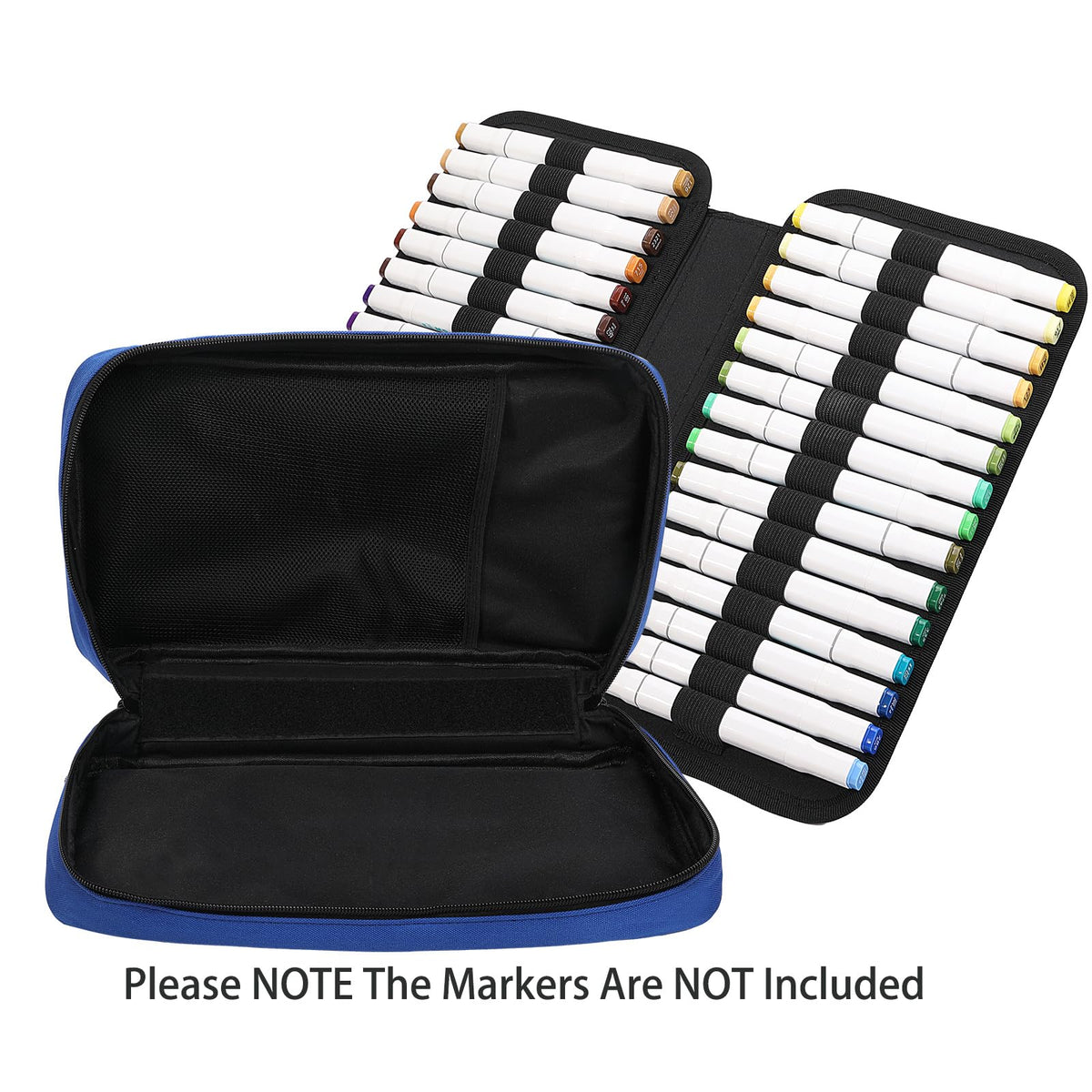 BOMKEE 60 Slots Marker Organizer Case, Large Pencil Pouch for 60 Markers Big Capacity Pen Holder