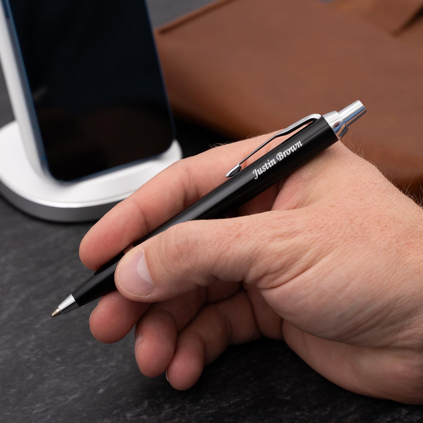 Parker IM Personalized Ballpoint Pen in Black Lacquer with Chrome Trim