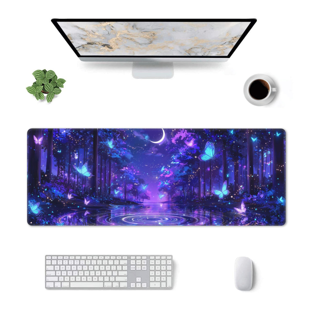 Butterfly Mouse Pad Extended Large Gaming Mouse Pad XL Stitched Edges for Gamer Home Office 31.5 X