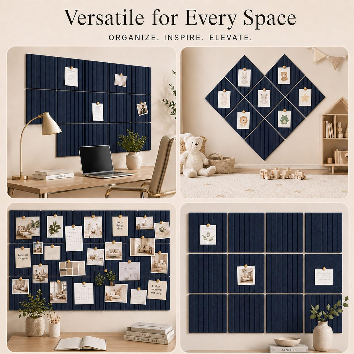 Baysola Stripe Felt Bulletin Board Tiles, Cork Board Alternative 24 x 36 in