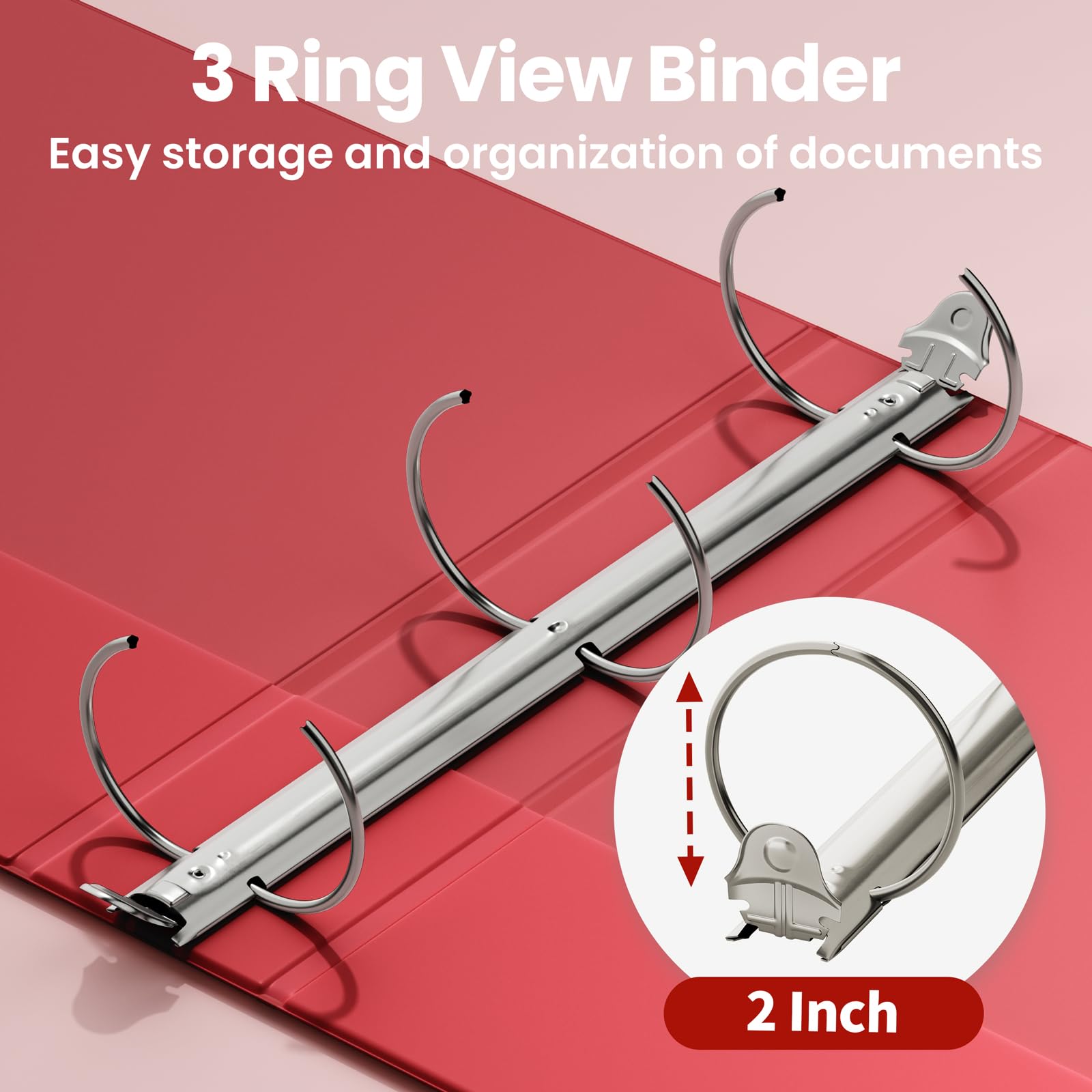 SUNEE Binders 2 Inch 3 Ring 4 Pack, 2" Classic 4-Color Binder Set (8.5x11 Inches) for Office