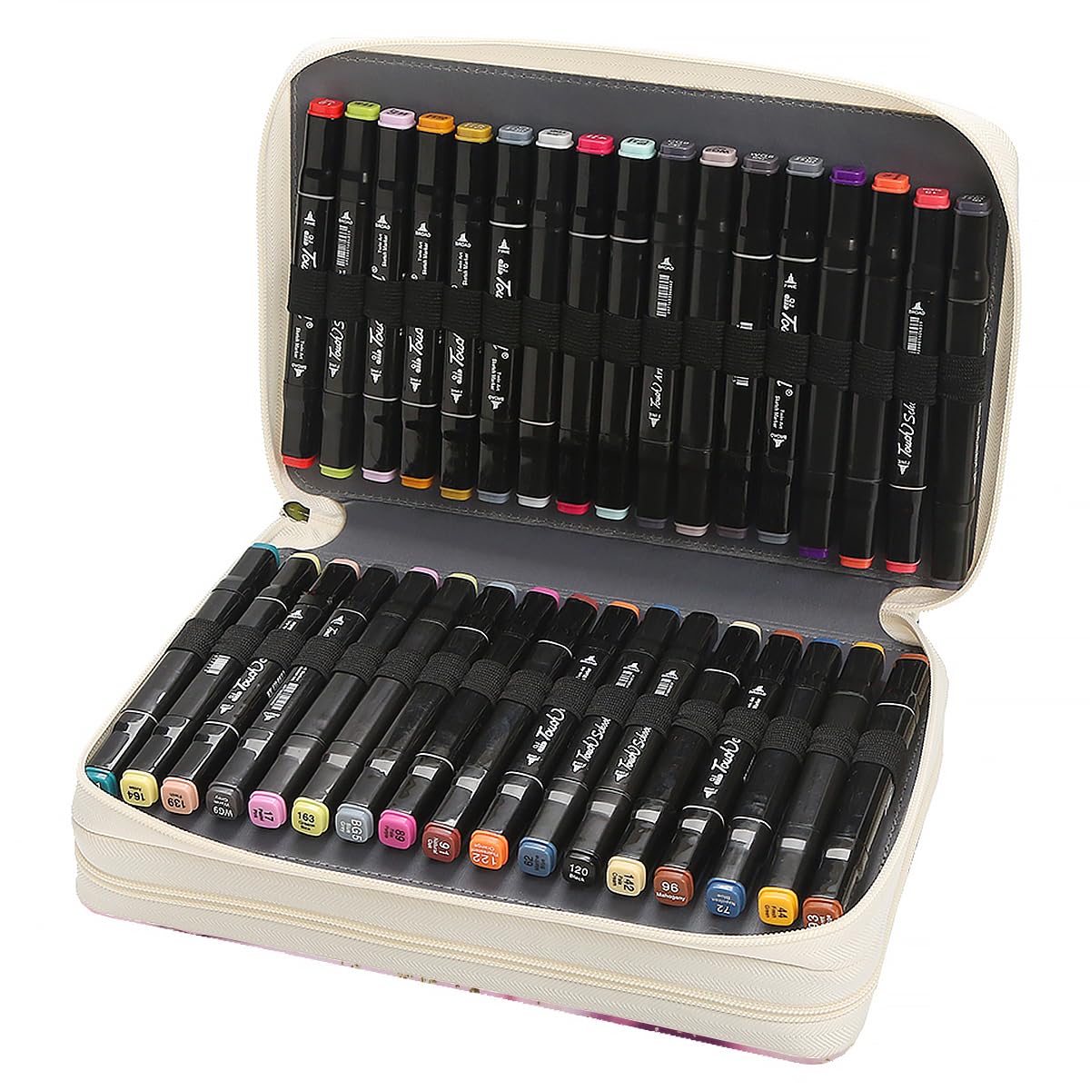 Lbxgap Marker Pen Organizer Case 68 Slots Large Capacity with Handy Wrap Portable Multilayer Holder