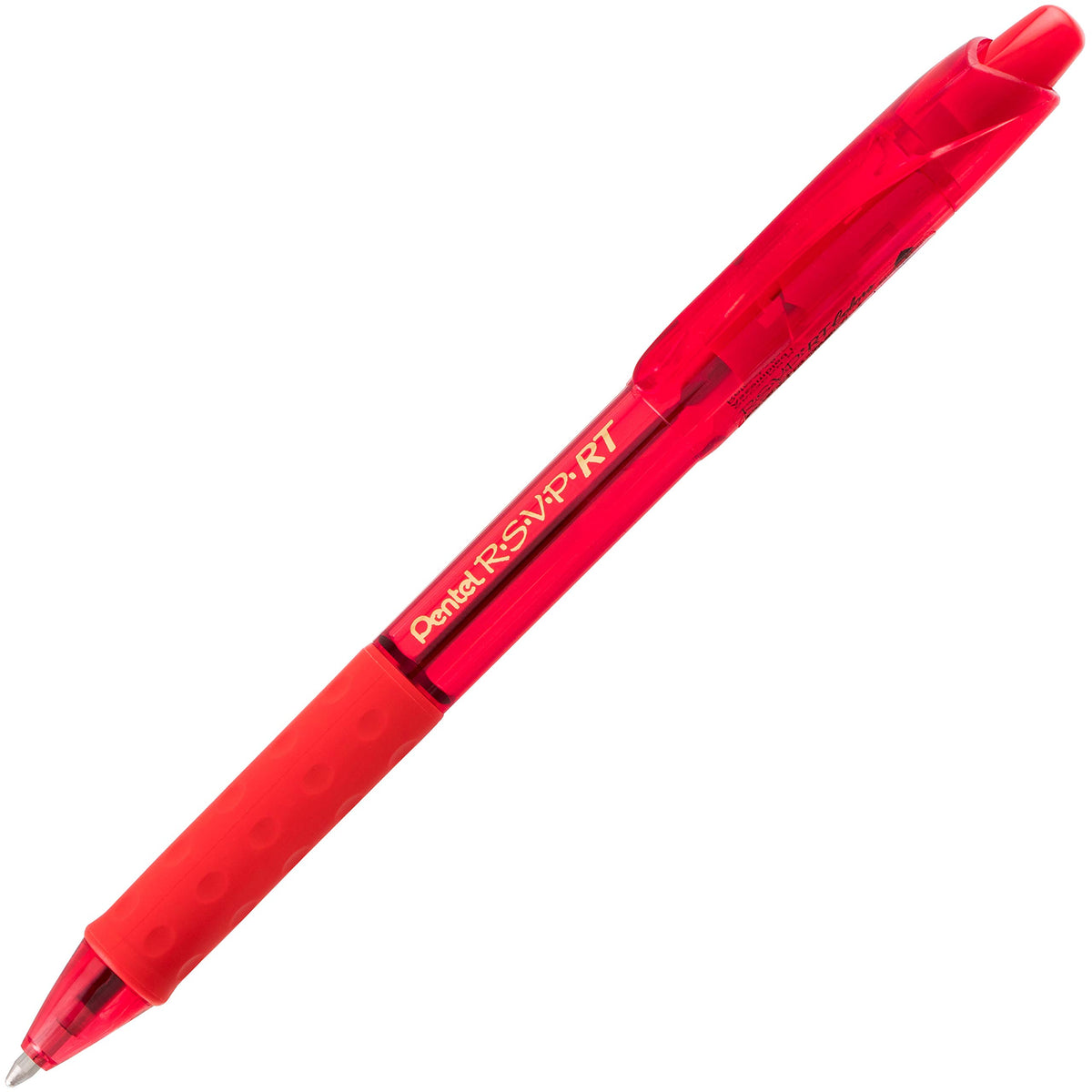 Pentel RSVP RT COLORS Retractable Ball Point Pen, Medium Line, Red Barrel, Red Ink, Box of 12