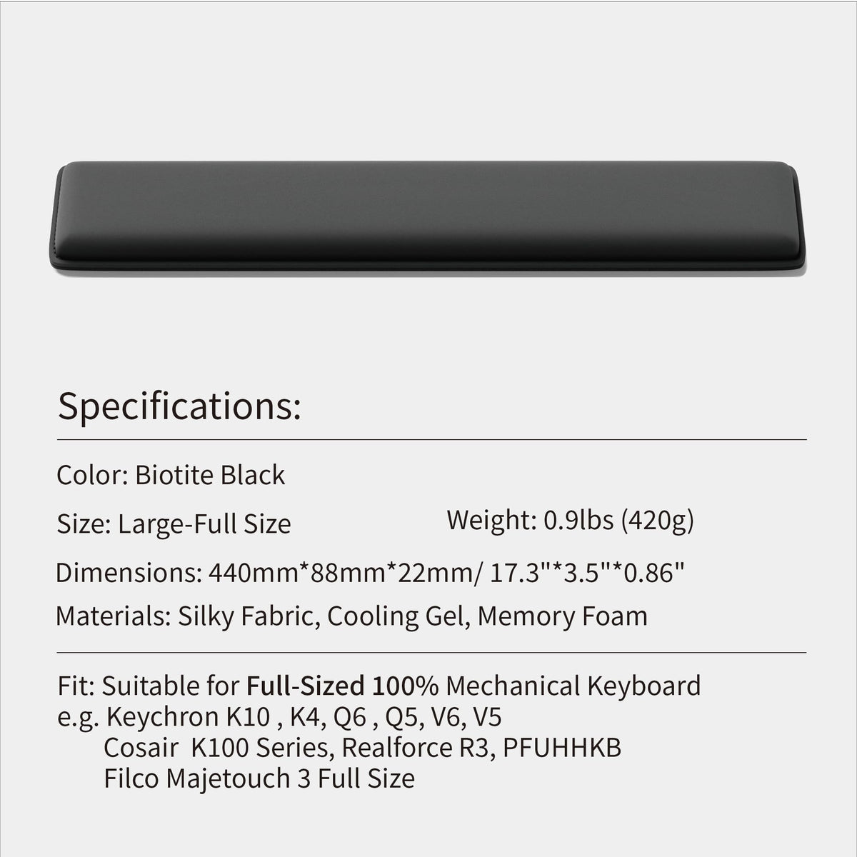 Faluber Cooling Gel Wrist Rest, 17.3-inch Length for Full-Sized Keyboard, Memory Foam Palm Rest