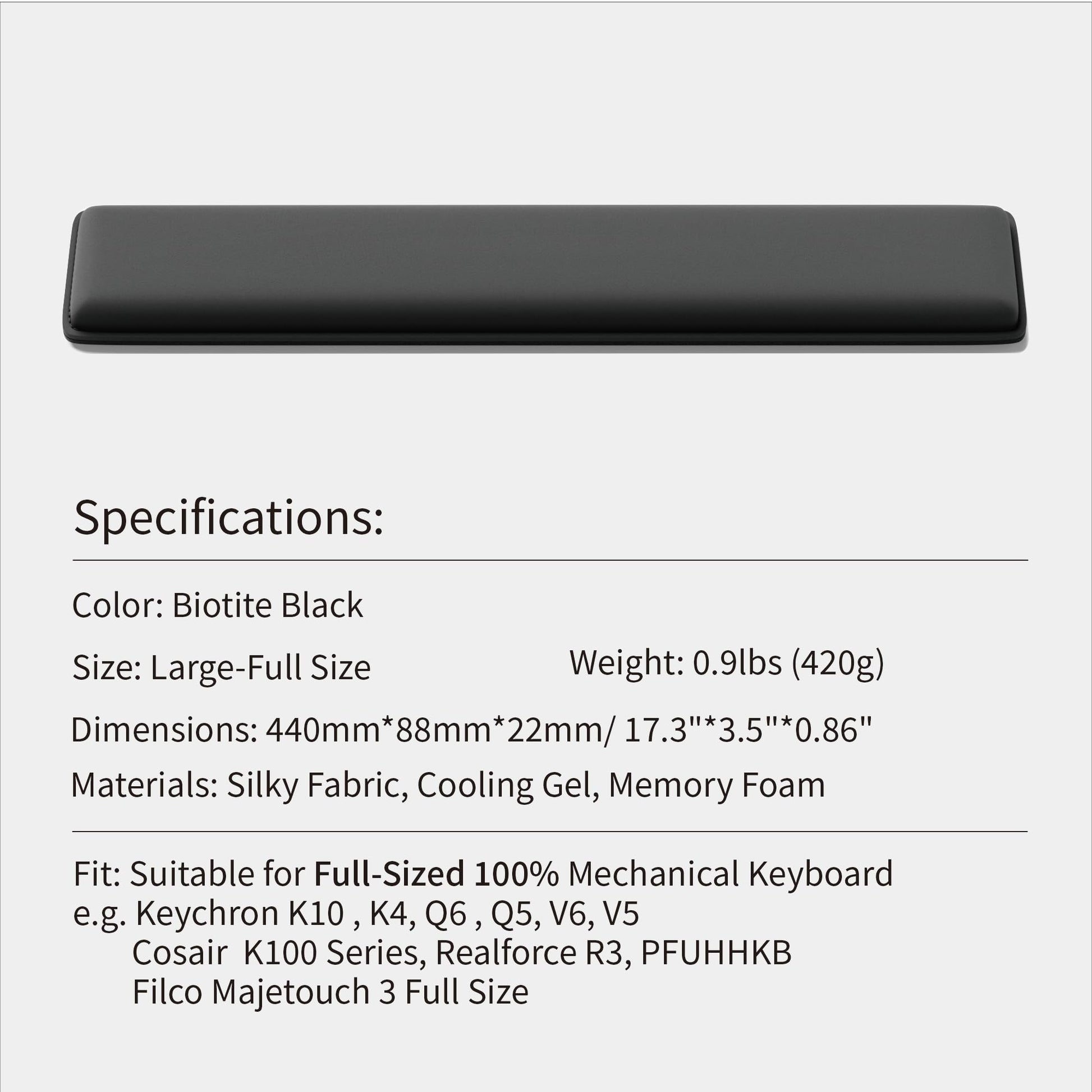 Faluber Cooling Gel Wrist Rest, 17.3-inch Length for Full-Sized Keyboard, Memory Foam Palm Rest