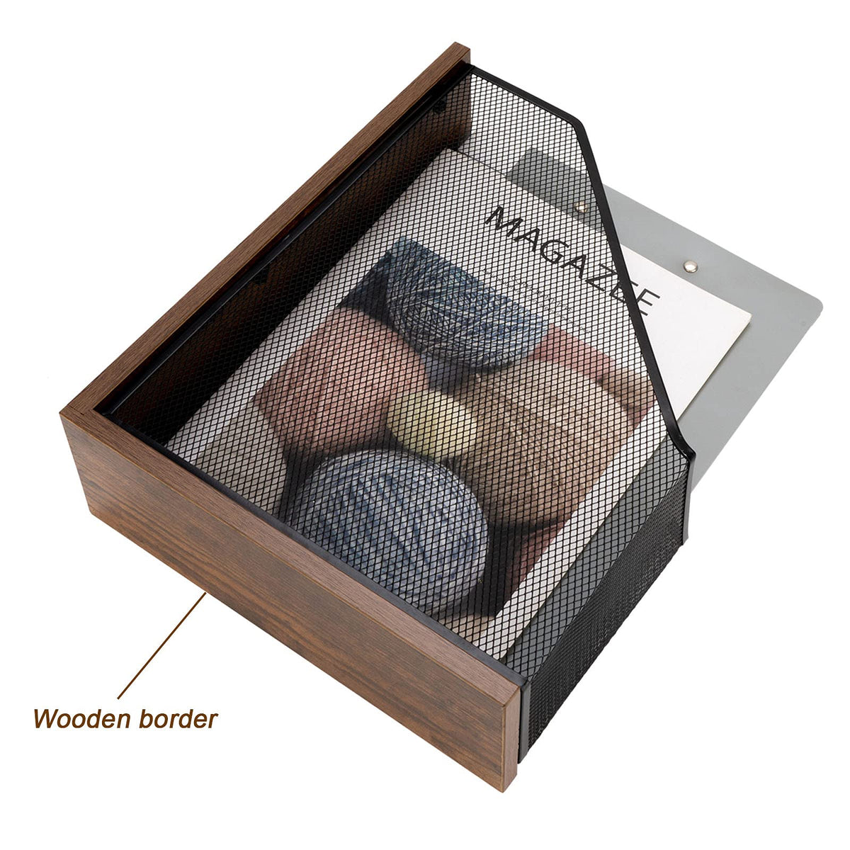 ASIFMTHOT Antique Wooden Magazine File Holder，File Folder Organizer-Document Rack for