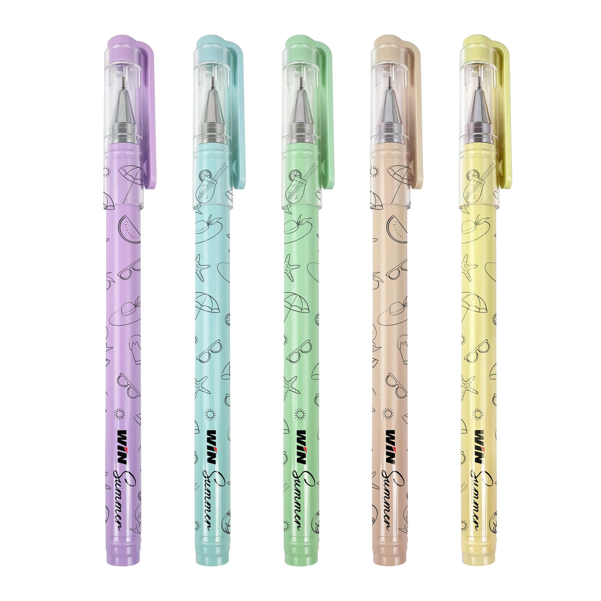 WIN Summer Ball Pens | 10 Blue Pens | 0.7 mm Tip | Pastel Colors | Smooth Writing | Students &