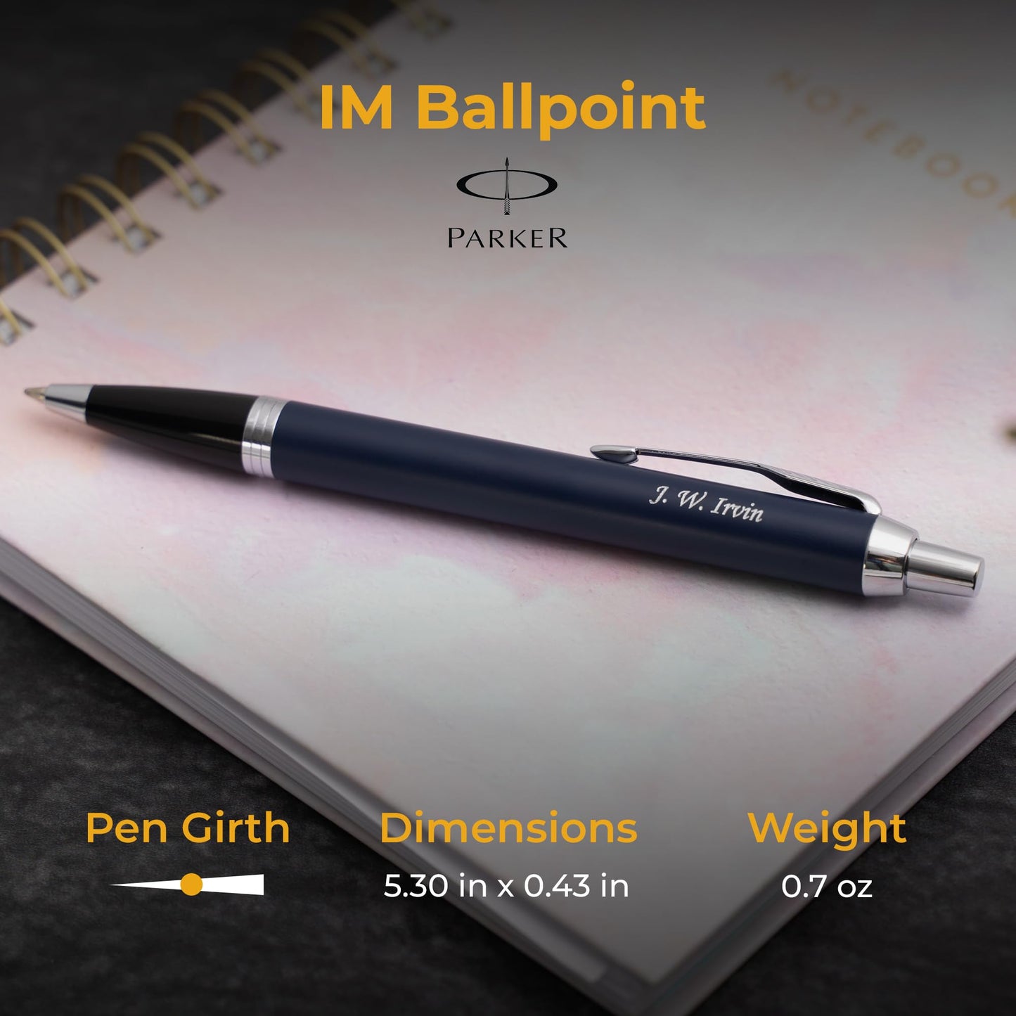 Parker IM Personalized Ballpoint Pen in Matte Blue with Chrome Trim