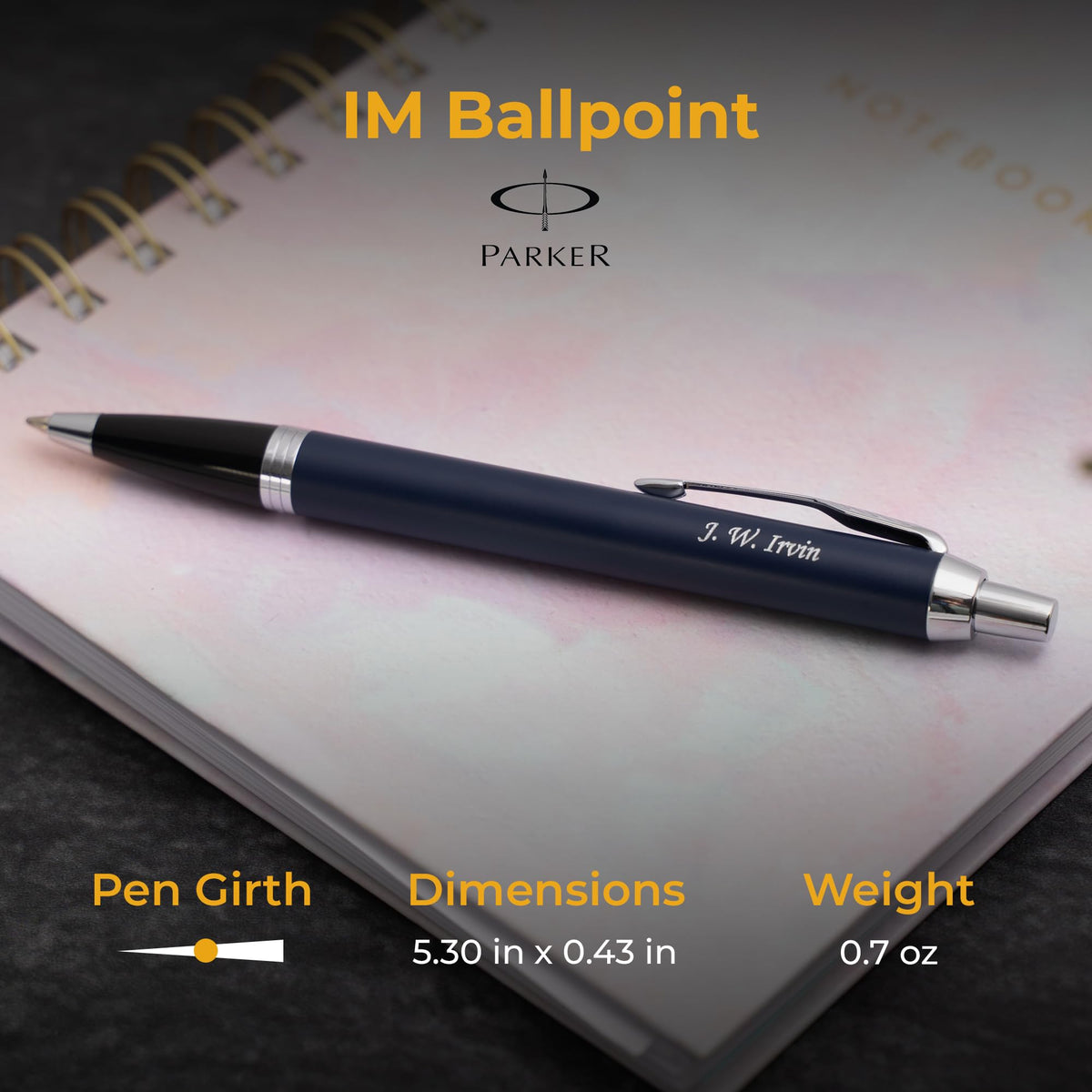 Parker IM Personalized Ballpoint Pen in Matte Blue with Chrome Trim