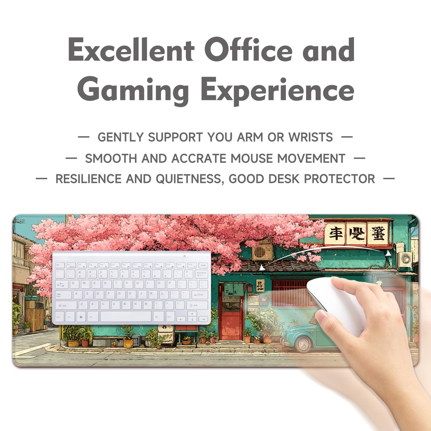 Desk Mat Mouse Pad Gaming Desk Pad XL Large Mouse Mat Office Decor Accessories (Sakura car)