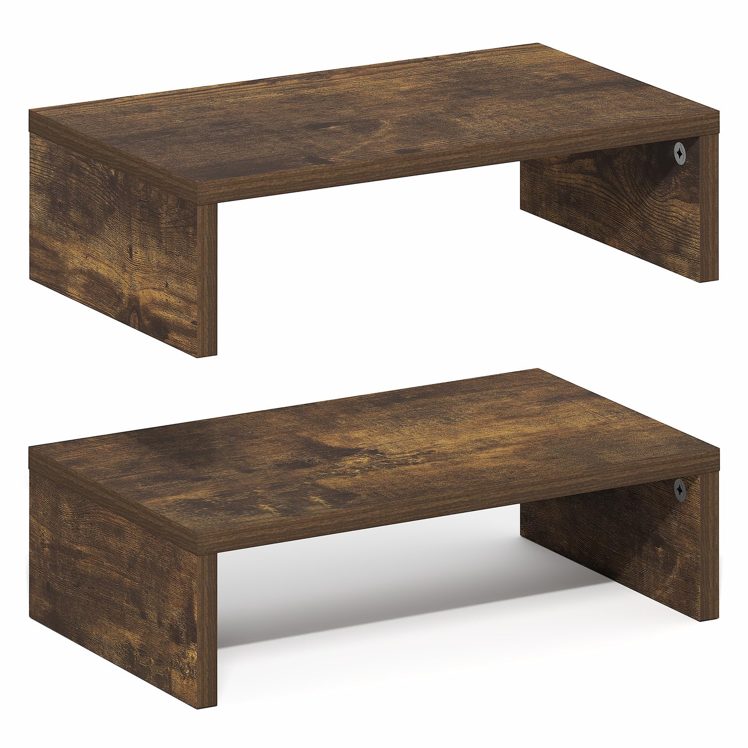 Furinno CLASSIC Monitor Stand Riser Set of 2, 15.7" Wide Dual Monitor Riser, Stackable Separable