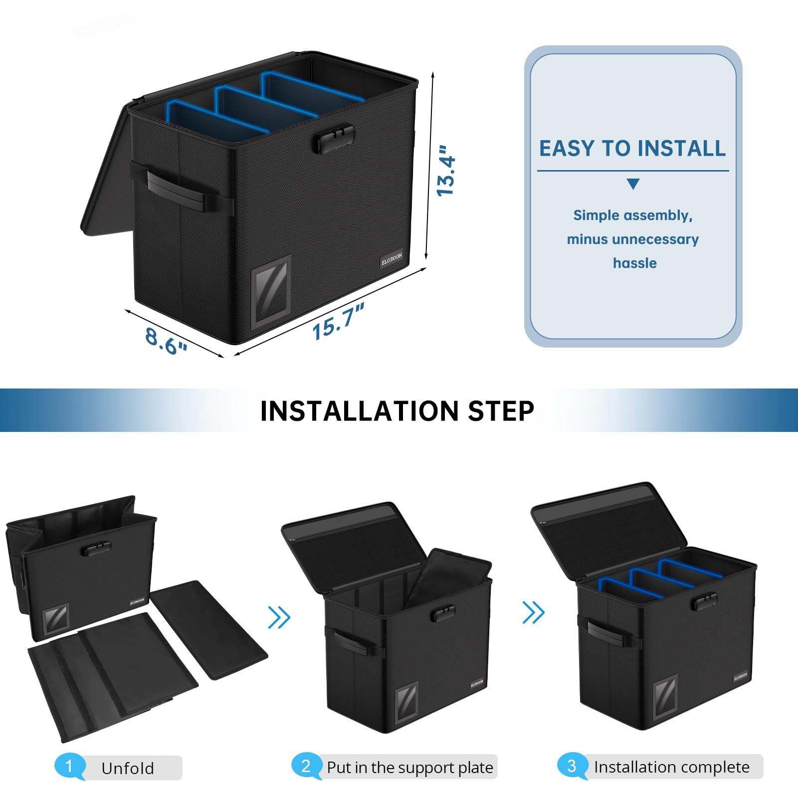 ELOBOON Fireproof Graded Comic Book Storage Box with Lock for 30 Comics