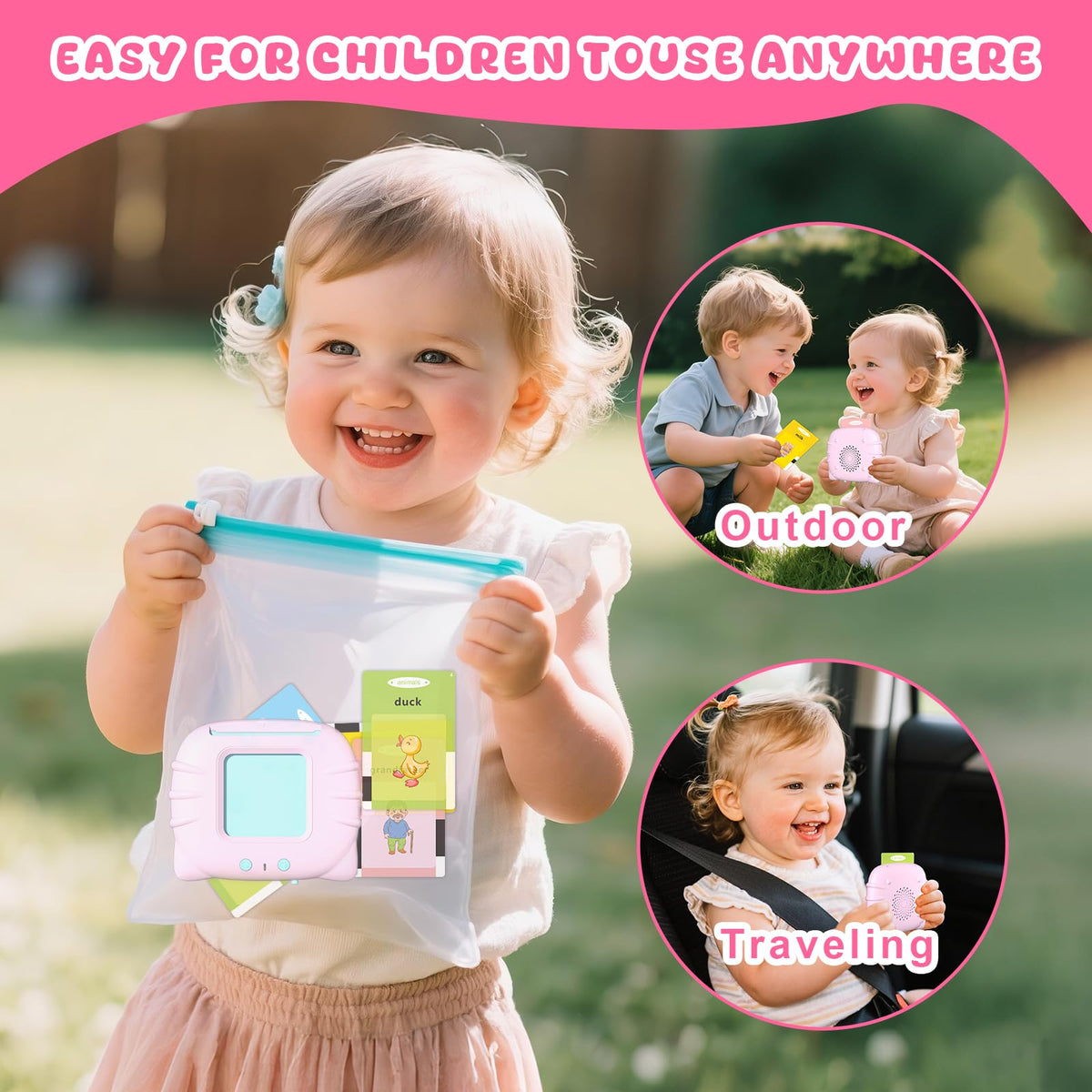 Toddler Talking Flash Cards for 1 2 3 4 5 Year Old Boys and Girls - Language Sensory Learning