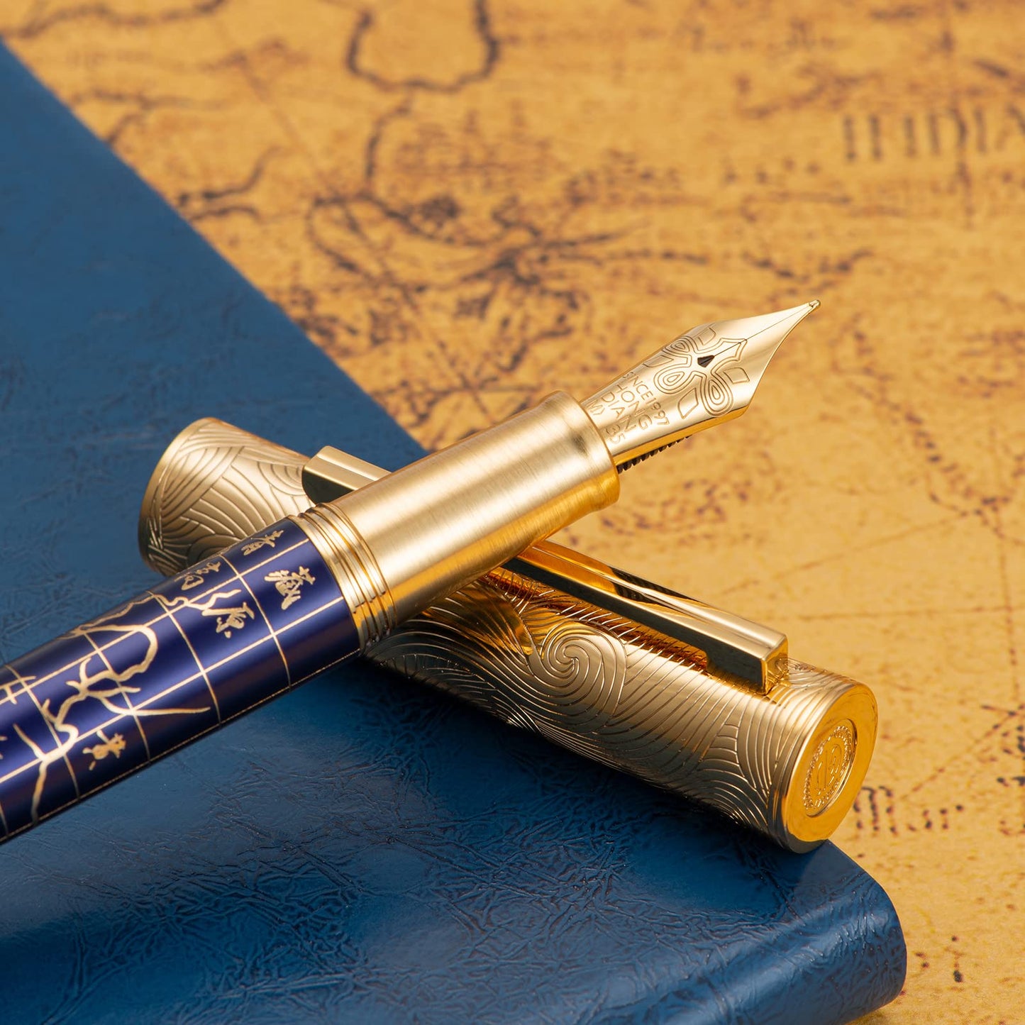 HONG DIAN 8041 Qinghai-Tibet Plateau Souvenir Fountain Pen, Iridum Fine Golden Nib with Metal Pen