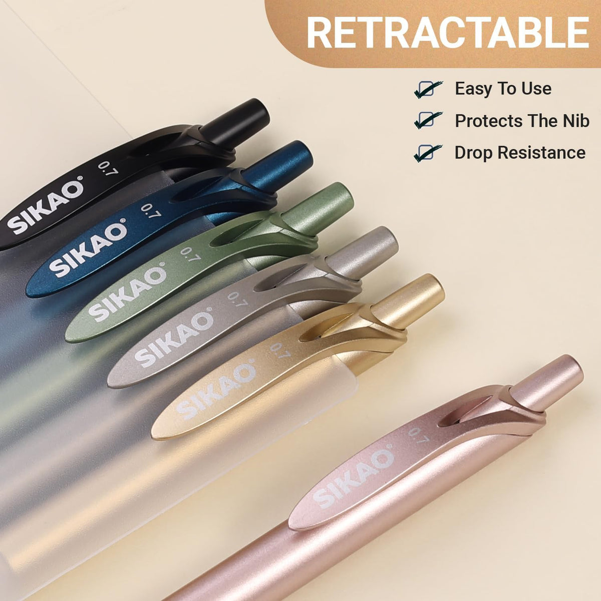 Sikao Luxe Metallic Gel Pens Bulk, 30 Pack with 12 Refills Black Ink