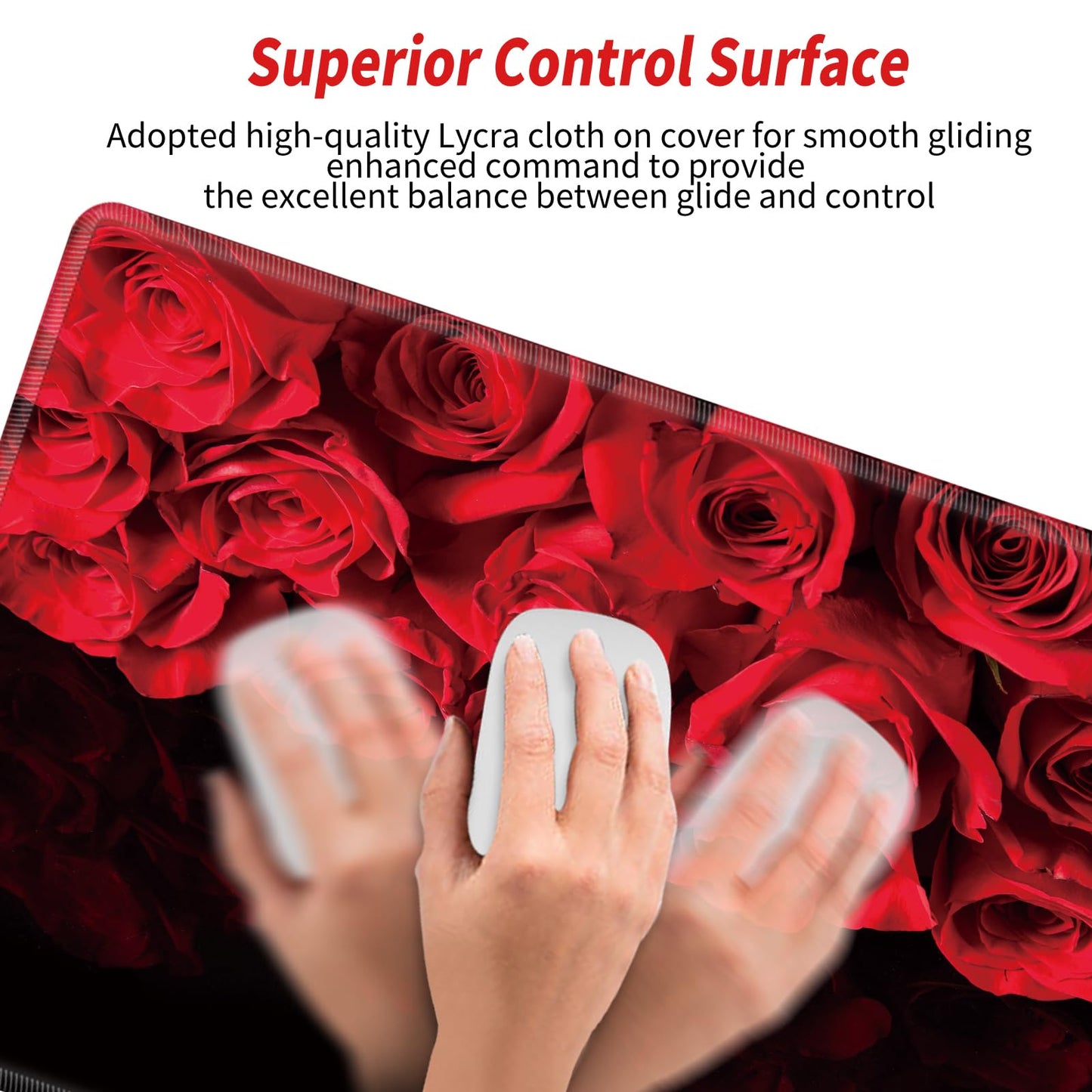 Red Roses Keyboard and Mouse Pad with Wrist Rest Large Mousepad XXL Desk Mat Set 31.5" x 15.75"