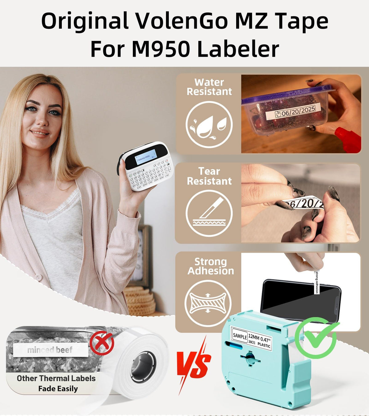 Label Maker Machine with-Tape, Rechargeable Label Maker Waterproof-Labels