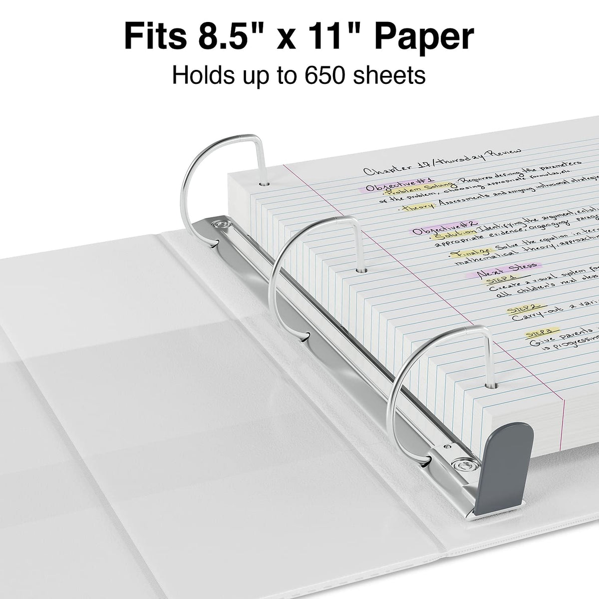 Staples Heavy-Duty 3-Inch D-Ring View Binder, White, 600 Sheets