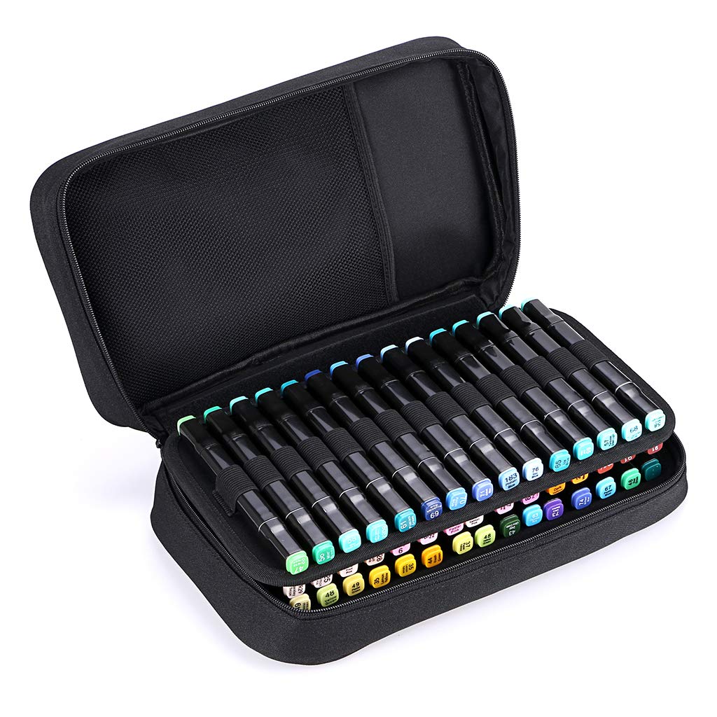 BTSKY Art Marker Carrying Case Lipstick Organizer-60 Slots Canvas Zippered