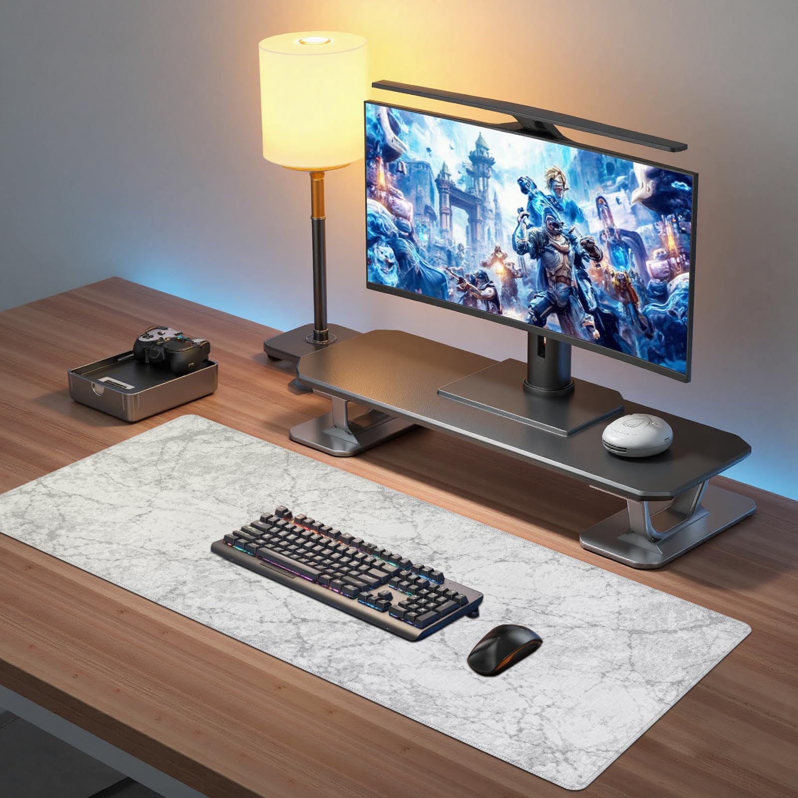 Baziabbo Desk Mat,XXL Extended Large Mouse Pad,Gaming Mousepad with Stitched Edge,Non-Slip Rubber