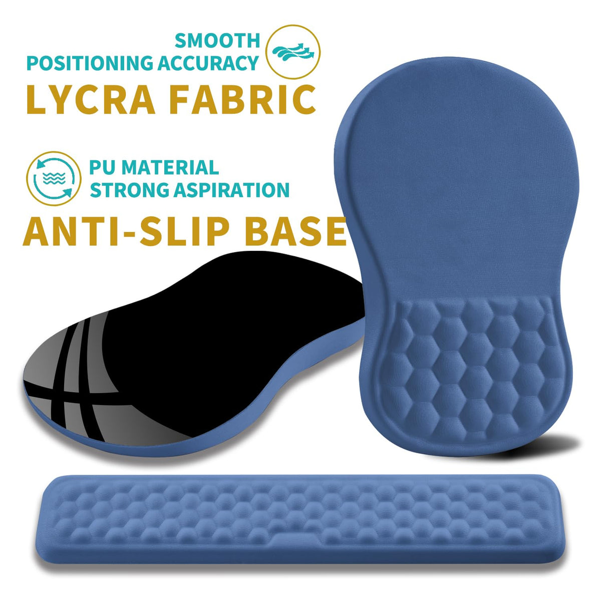 Hokafenle 2 in 1 Ergonomic Mouse Pad Wrist Support & Wrist Rest for Computer Keyboard Set, with