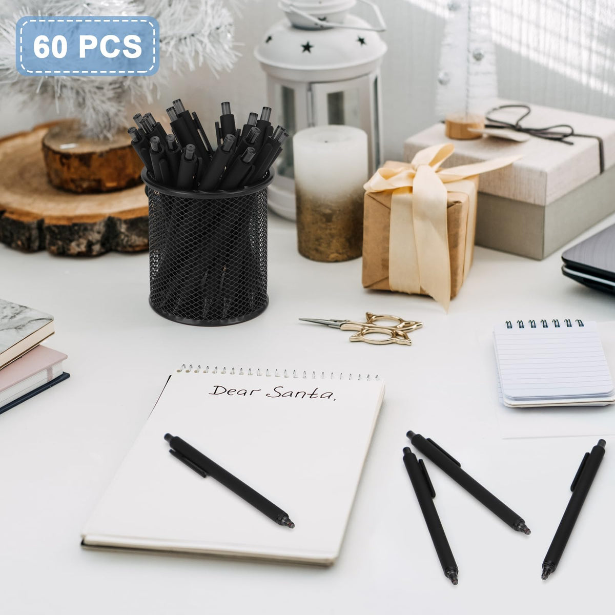 WY WENYUAN 100 Pcs Black Pens Bulk, 1.0mm Bold Point Quick Drying Ballpoint Pens, Retractable Bulk
