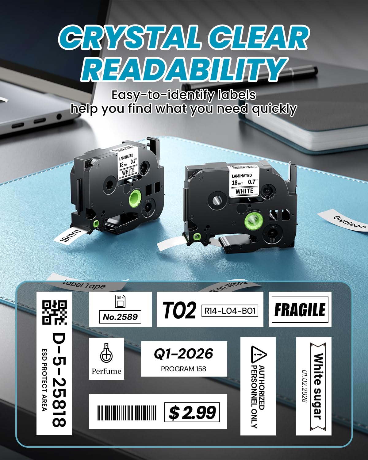 TZe-241 TZe241 Replacement for Brother P Touch Label Maker Tape 18mm 0.7''