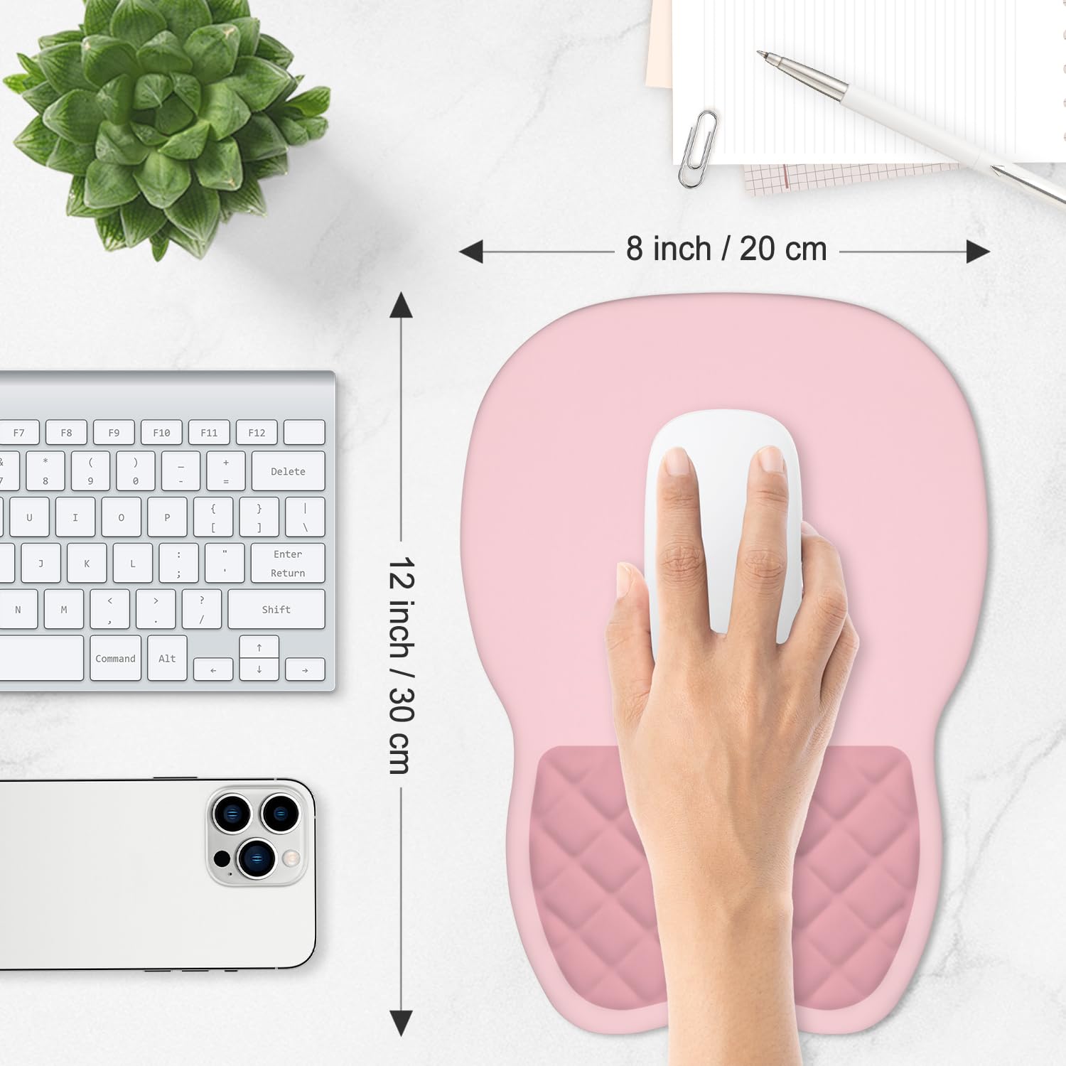 ITNRSIIET Ergonomic Mouse Pad Wrist Support with Memory Foam Massage Bulge & Non-Slip PU Base