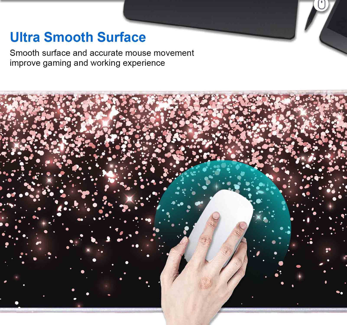 IMAYONDIA Gaming Mouse Pad, Large Non-Slip Rubber Base Mousepad with Stitched Edges, Keyboard Mouse