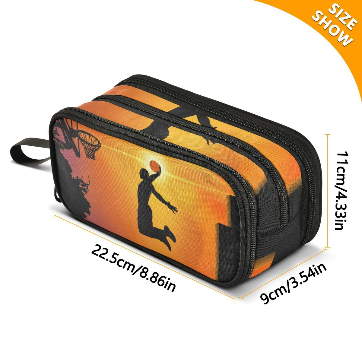 Sletend Pencil Case Basketball Sport 3 Compartments Pencil Pouch