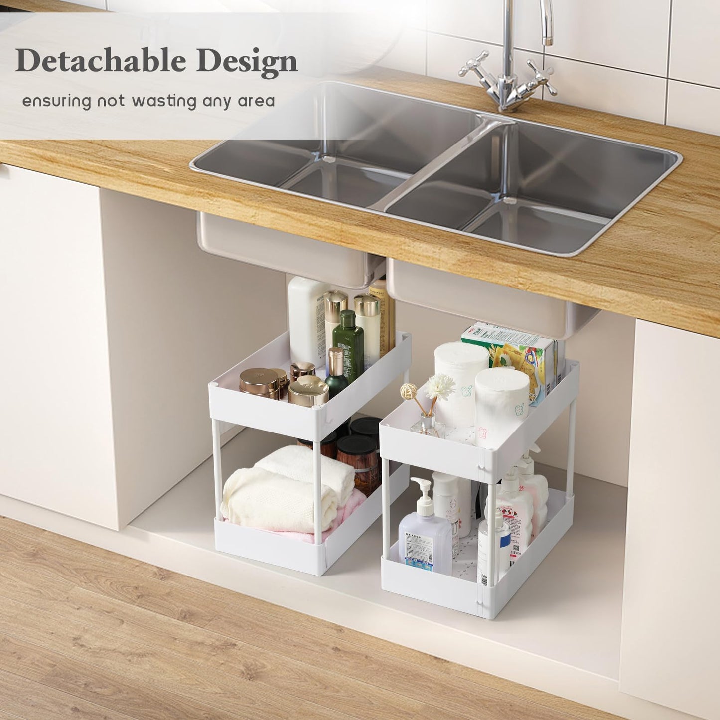 danpinera Storage Cart, 4 Tier Narrow Rolling Storage with Wheels & Dividers, Bathroom Organizer