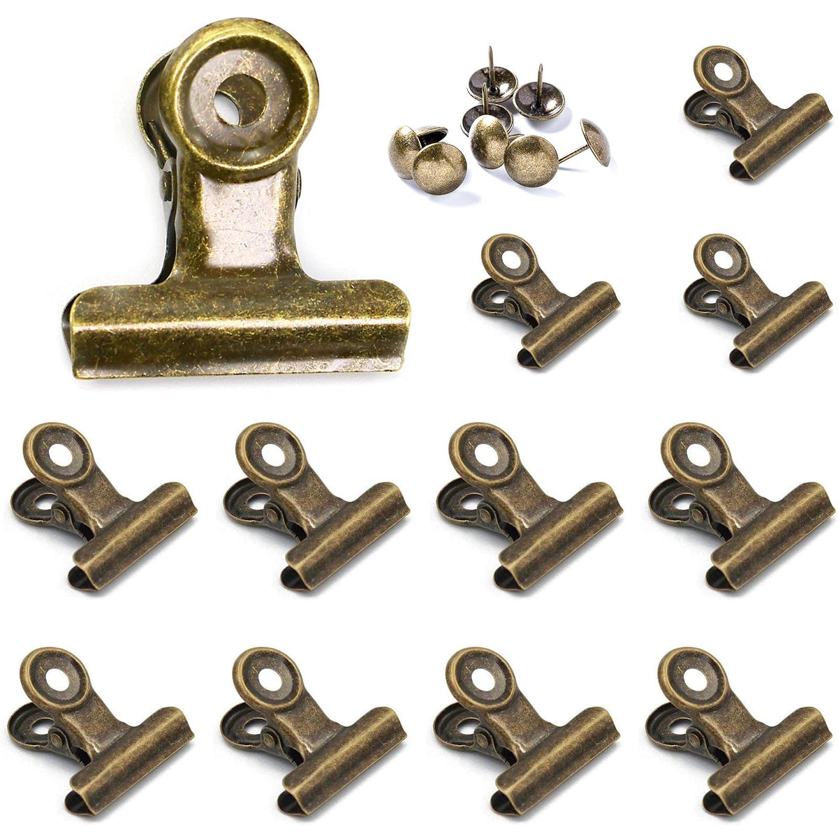 Bulldog Clips with Hole for Push-pin, Paper File Clips with Strong Spring, Small Metal Binder