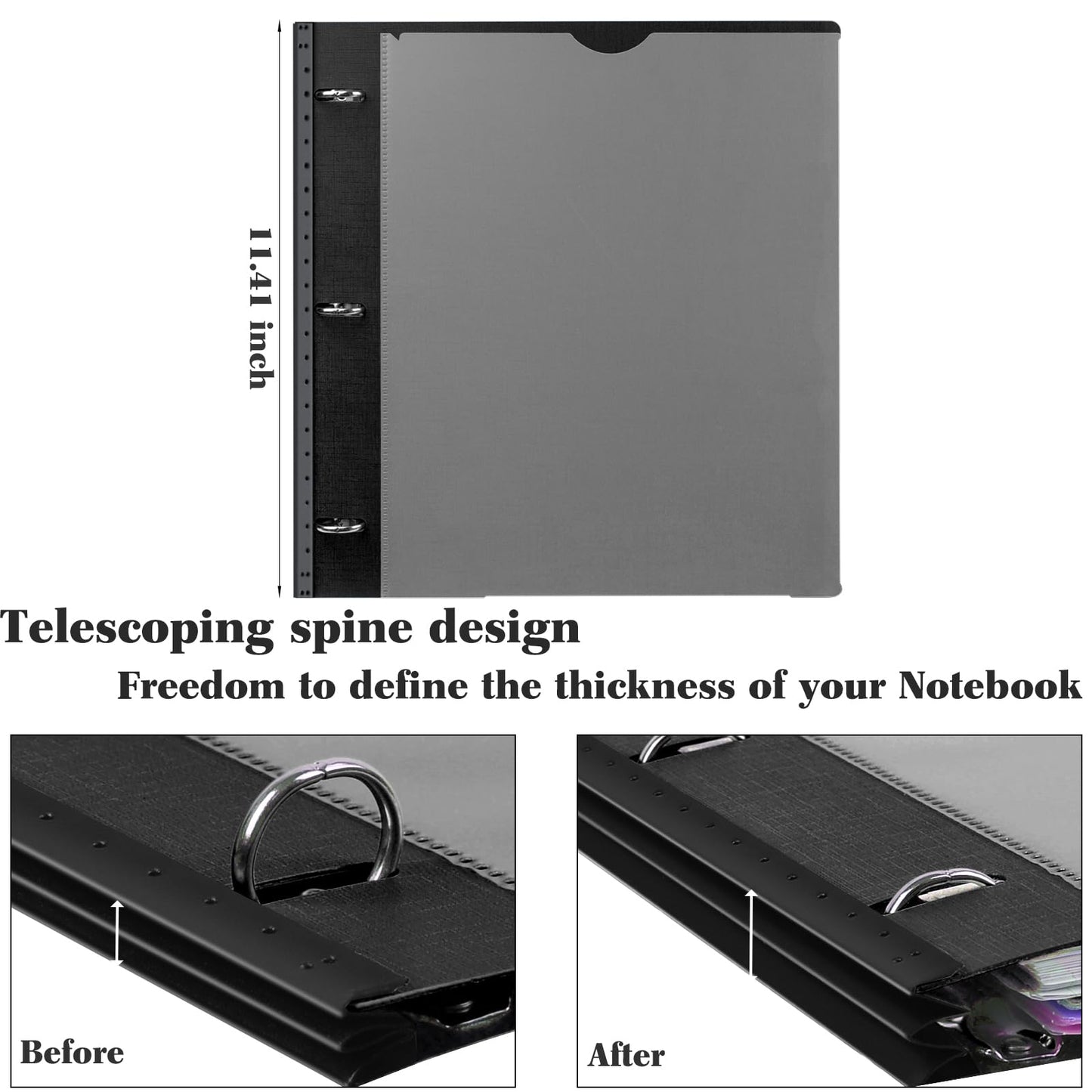INFUN All-in-one Telescoping Binder Notebook - 2 PCS- Refillable 3 Ring Notebook Binder with 1