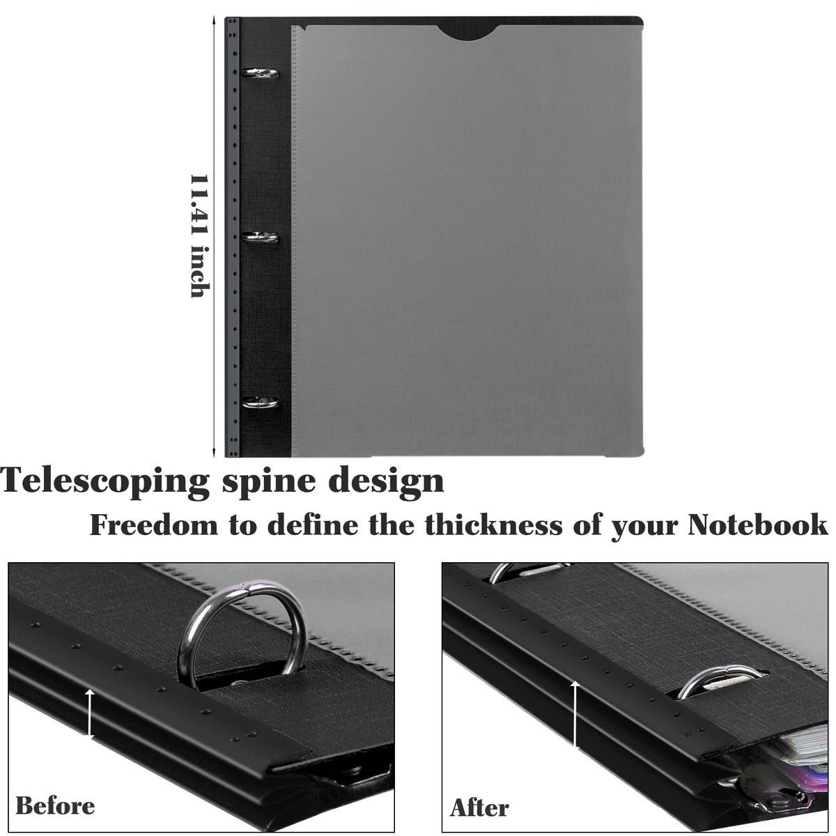 INFUN All-in-one Telescoping Binder Notebook - 2 PCS- Refillable 3 Ring Notebook Binder with 1
