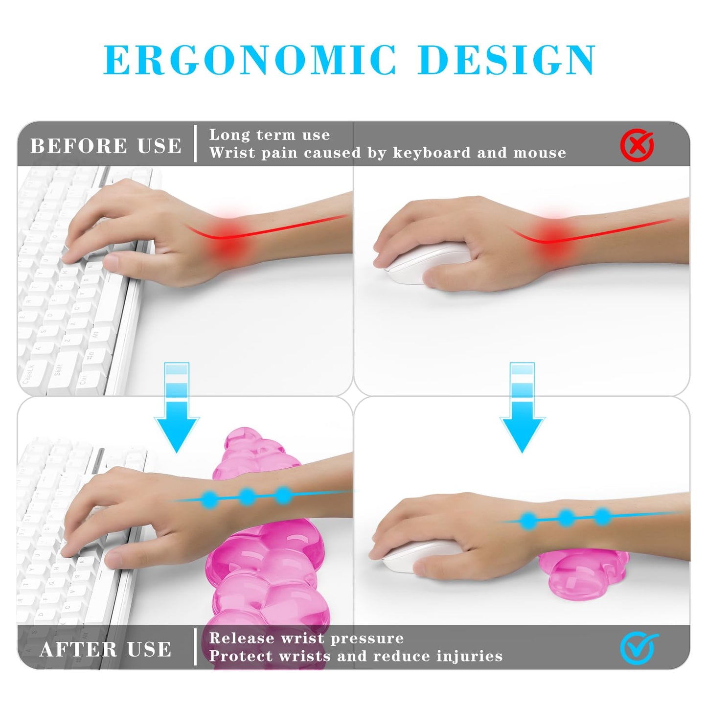 Gel Cloud Keyboard and Mouse Wrist Rest, Cute Wrist Support and Arm Support Keyboard Rest for