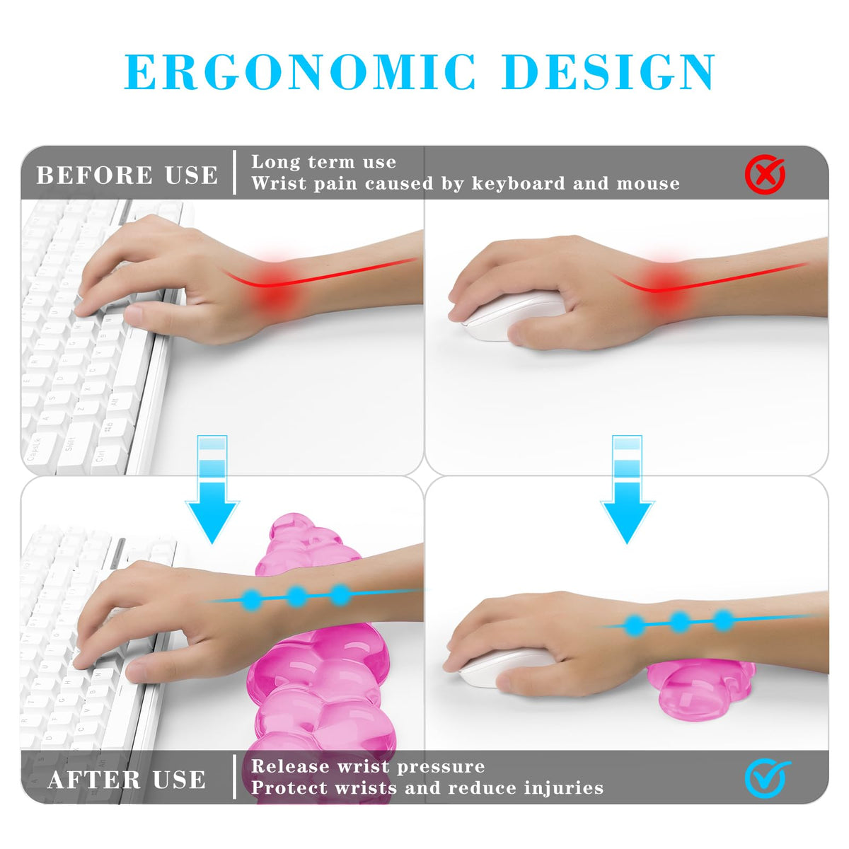 Gel Cloud Keyboard and Mouse Wrist Rest, Cute Wrist Support and Arm Support Keyboard Rest for