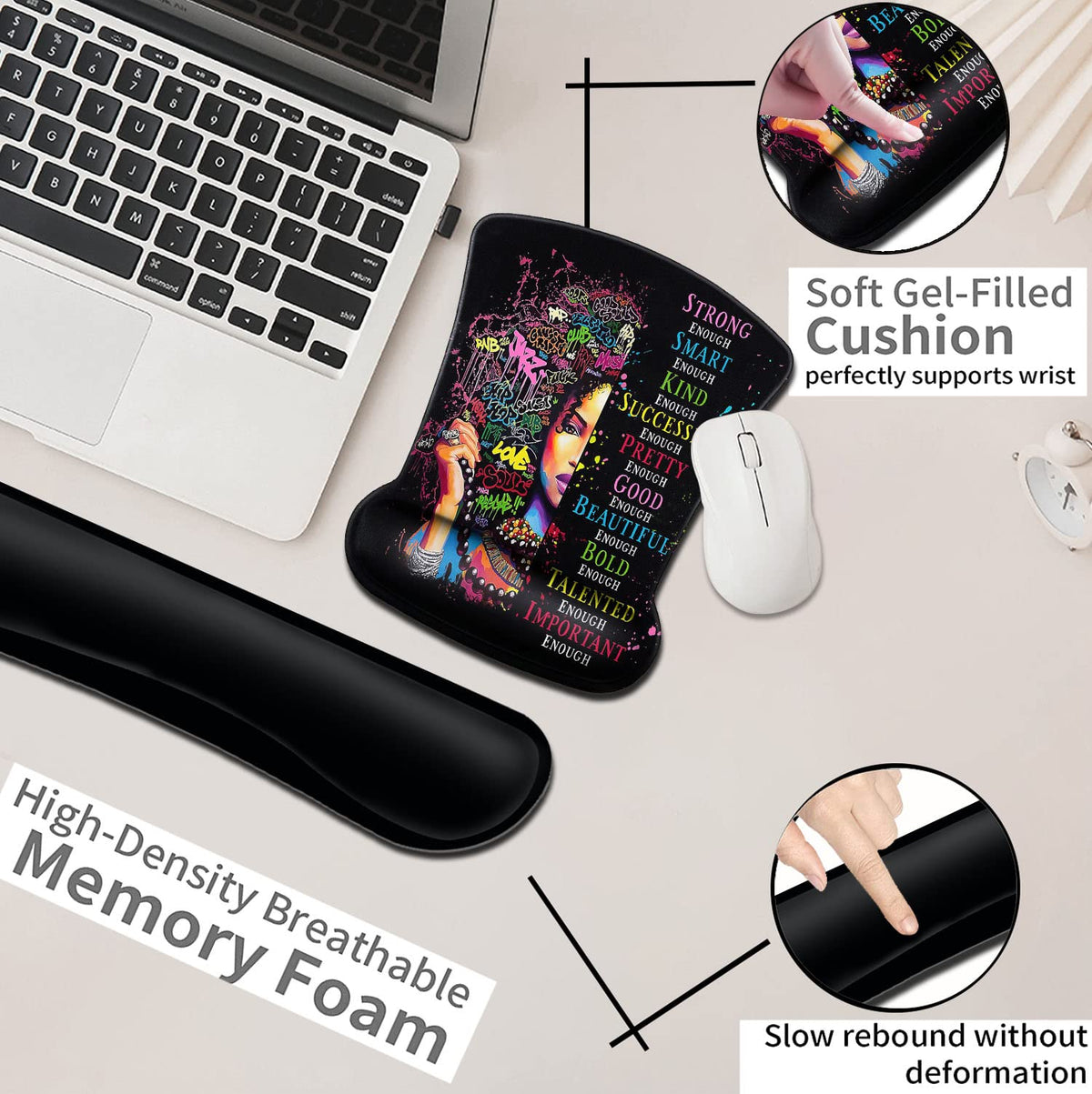 Ergonomic Mouse Pad with Wrist Support Gel MousePads, Comfortable Wireless Mouse pad, Pain Relief