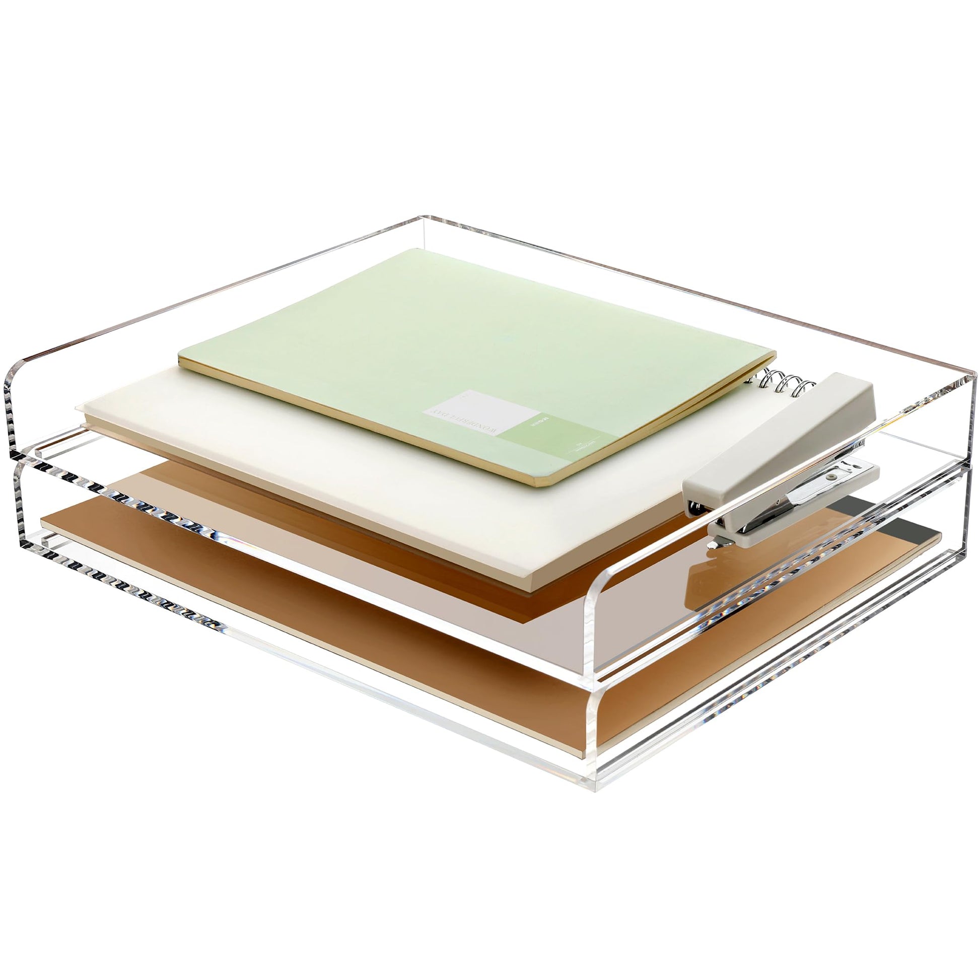 2 Pack- Stackable Paper Letter Tray, A4 File Tray Desk Organizer, Acrylic