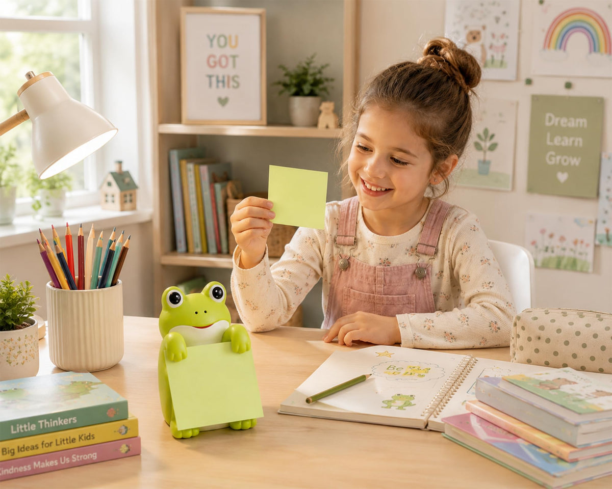 HORTIX Frog Pop-Up Sticky Note Dispenser for 3 x 3 in Notes, Green
