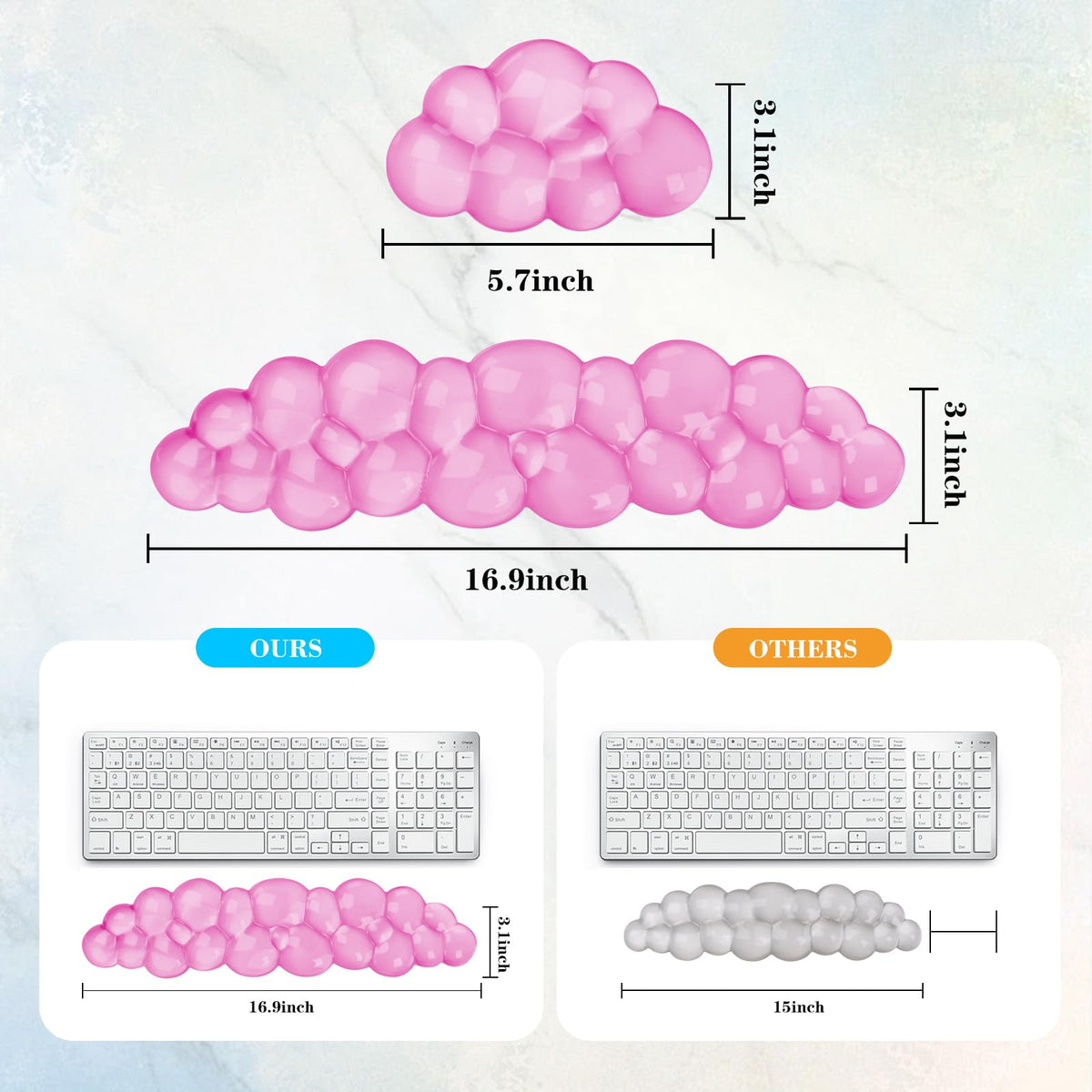 Gel Cloud Keyboard and Mouse Wrist Rest, Cute Wrist Support and Arm Support Keyboard Rest for